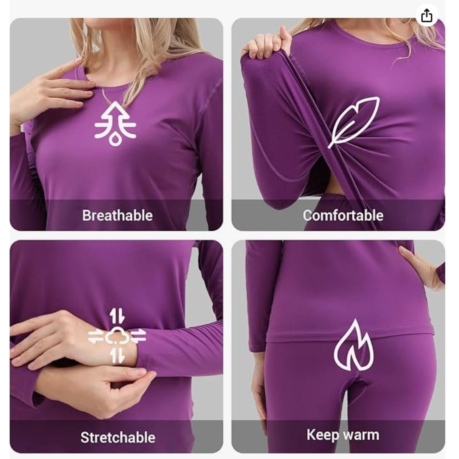The Unbranded Brand Thermal Women Ultra-Soft Long Johns Set Base LayerXL Size 24" / US 00 / IT 34 - 3 Thumbnail