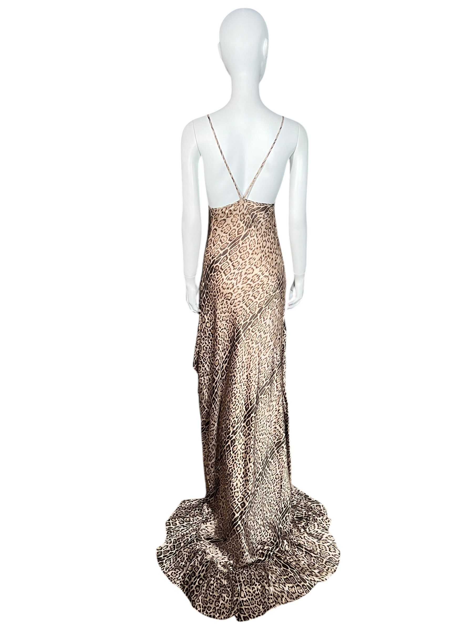 Roberto Cavalli Roberto Cavalli F/W 2000 Leopard Print Gown with Train Size L / US 10 / IT 46 - 4 Thumbnail