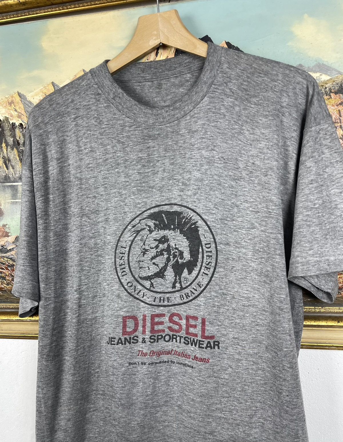 Diesel Diesel Y2k Vintage Gray Tee Big Logo Avant Garde Cyber Swag Size US XL / EU 56 / 4 - 4 Thumbnail