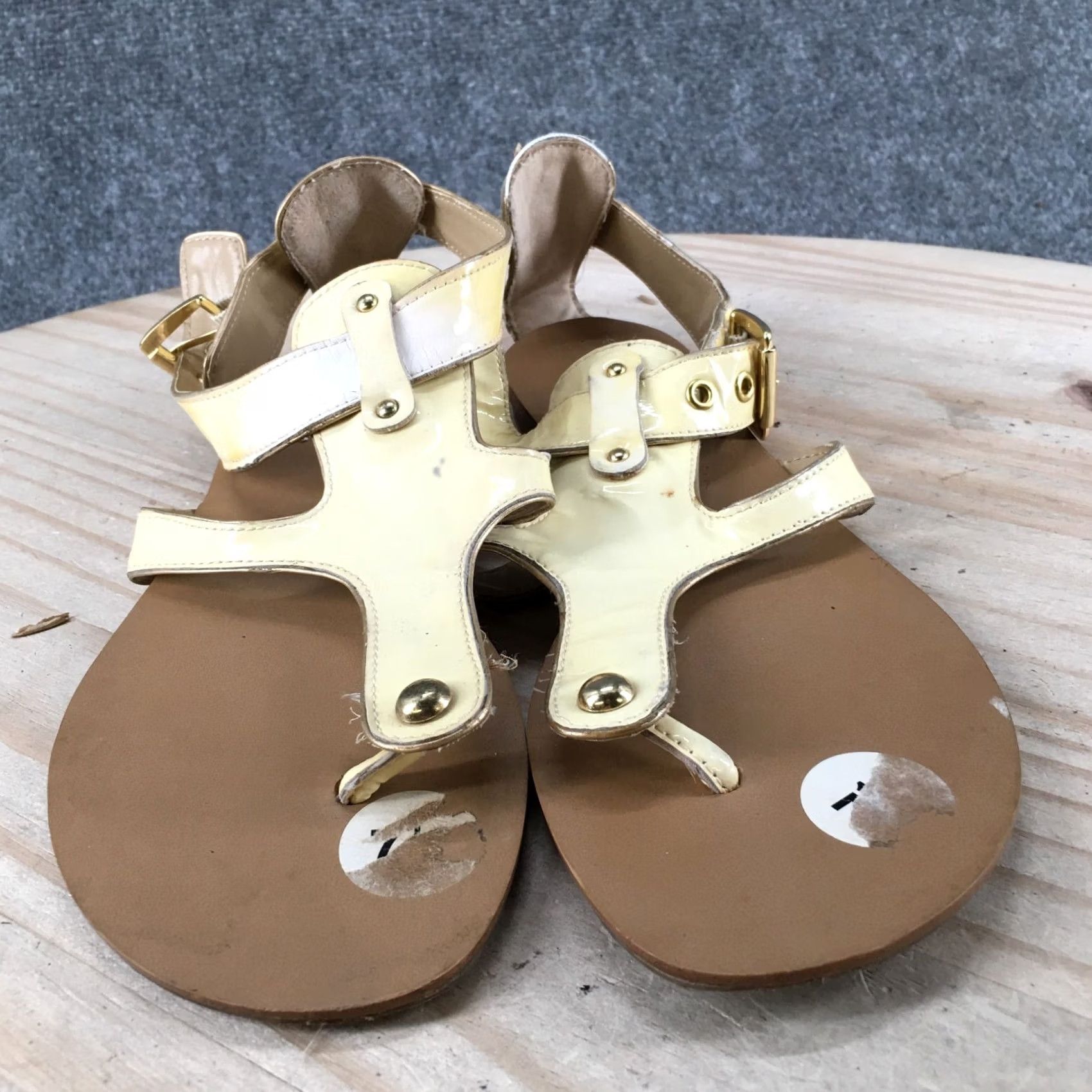 Franco Sarto Franco Sarto Sandals Womens 7.5 M Toro Ankle Strap Flats Yellow Leather Flats Sandal Casual Women, TS Toro, Yellow Leather Size US 8 / IT 38 - 6 Thumbnail