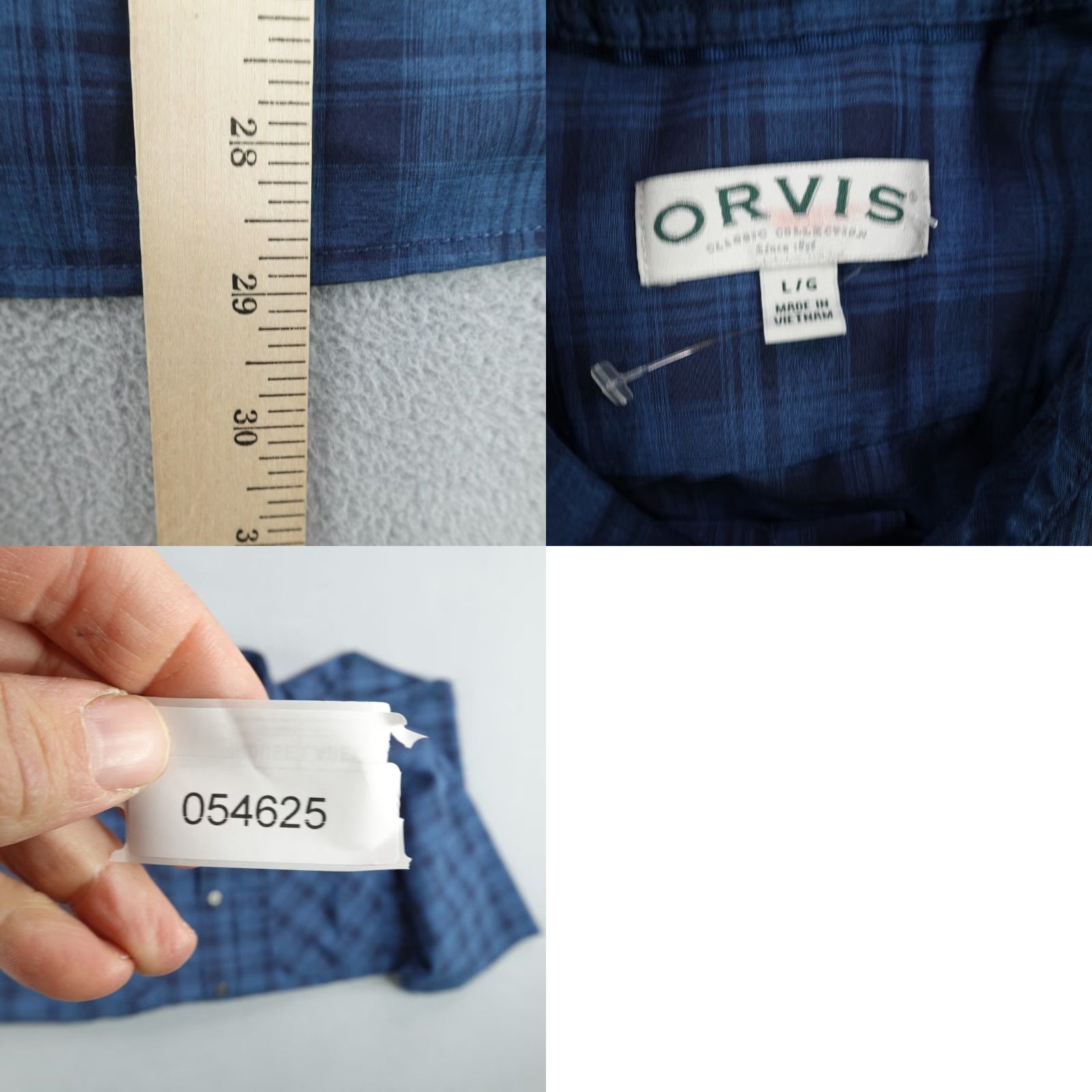 Orvis VINTAGE Orvis Shirt Mens Large Blue Plaid Tech Button Up Lightweight Fishing Camp Work Size US L / EU 52-54 / 3 - 8 Thumbnail