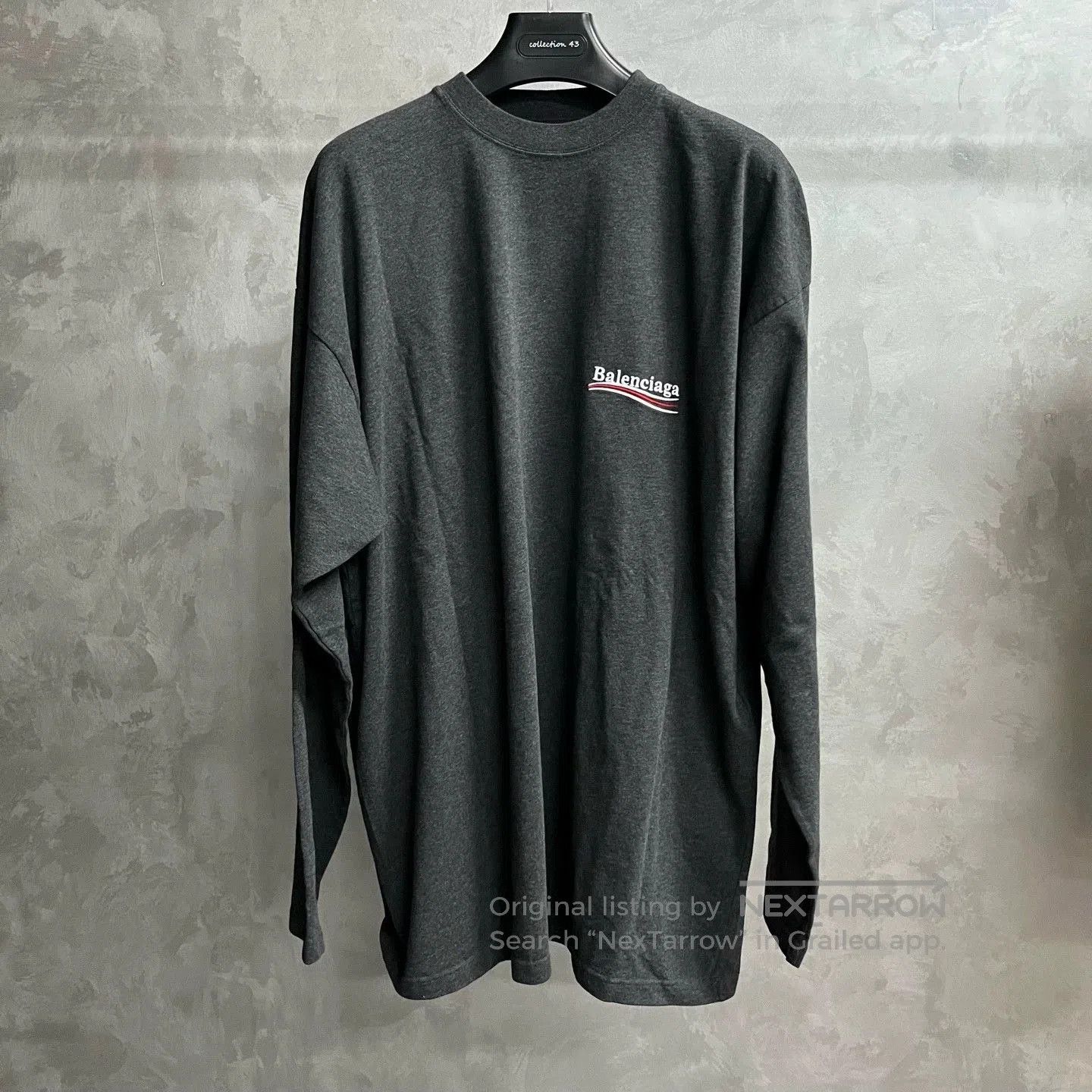 Balenciaga Balenciaga Gray Logo Embroidered Long Sleeve T-shirt. Size US L / EU 52-54 / 3 - 1 Thumbnail