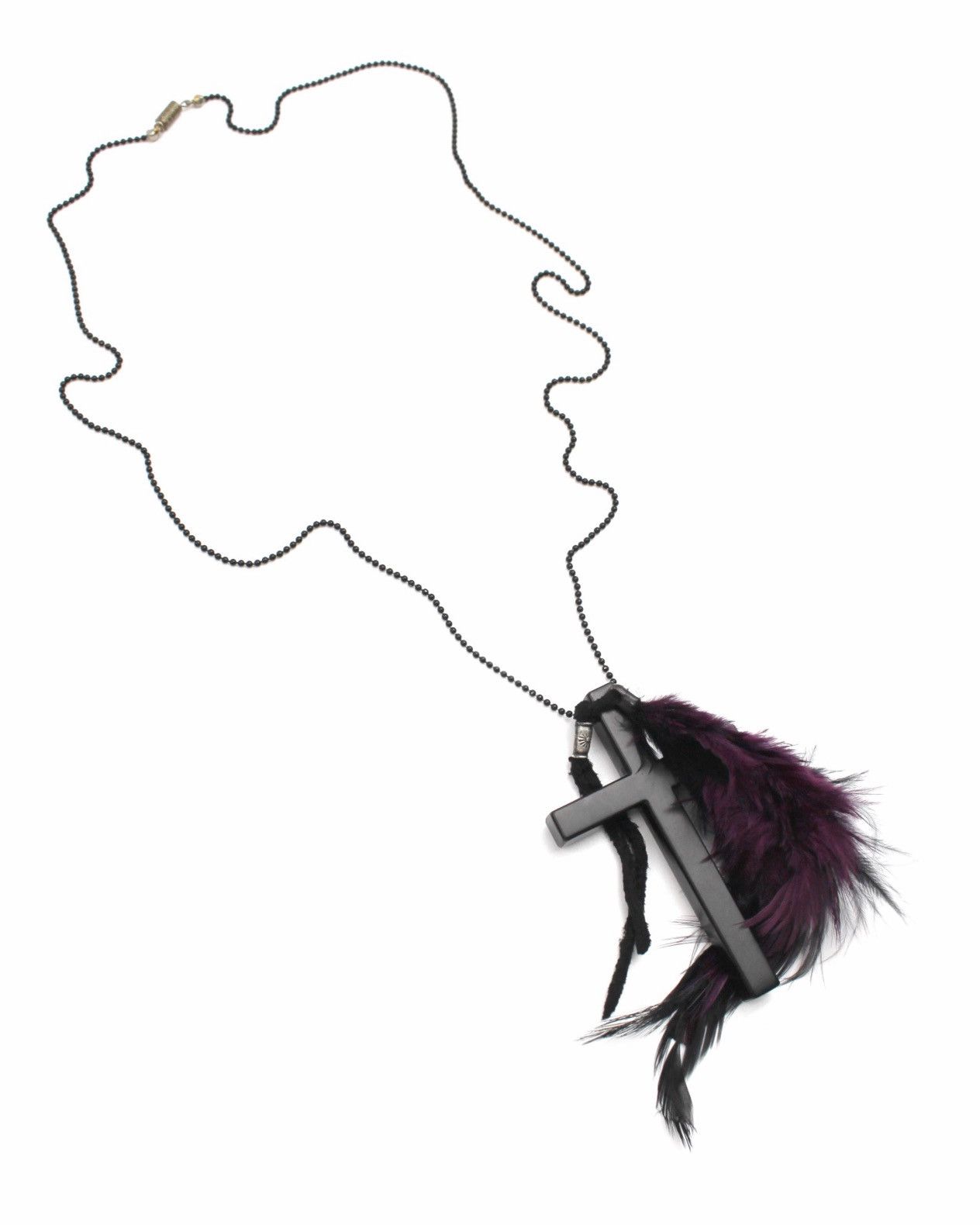 If Six Was Nine 2000S DARK CROSS FEATHER NECKLACE SILVER SUN DETAIL Size ONE SIZE - 2 Thumbnail