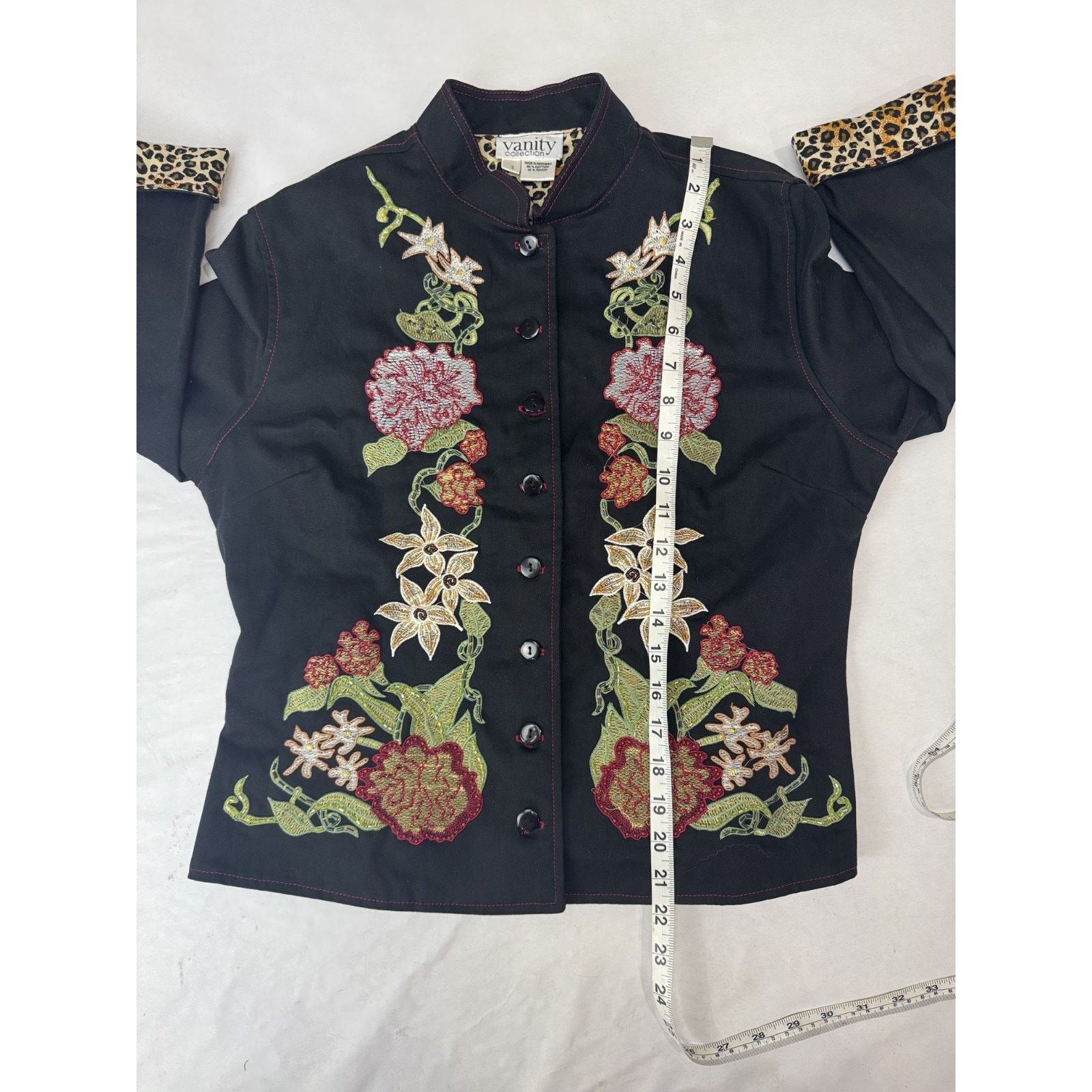 Other Vintage Vanity Collection Beaded Jacket Floral Leopard Small Size S / US 4 / IT 40 - 3 Thumbnail