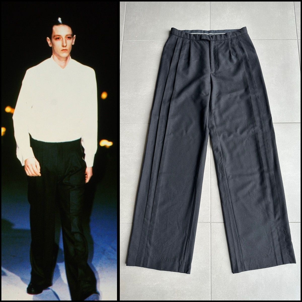 Raf Simons Raf Simons AW2000 “confusion” pleated wide trousers Size US 30 / EU 46 - 1 Thumbnail