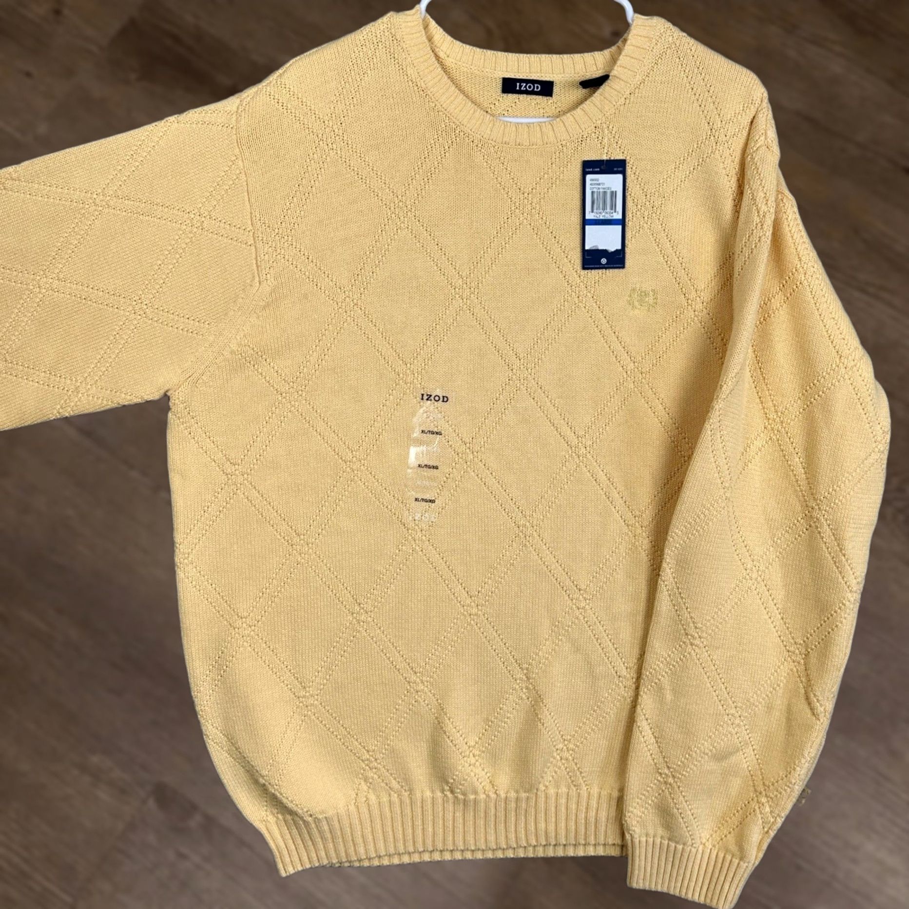 Izod VINTAGE IZOD Crewneck Sweater Shirt Mens XL Yellow Argyle Pullover Long Sleeve Size US XL / EU 56 / 4 - 1 Thumbnail