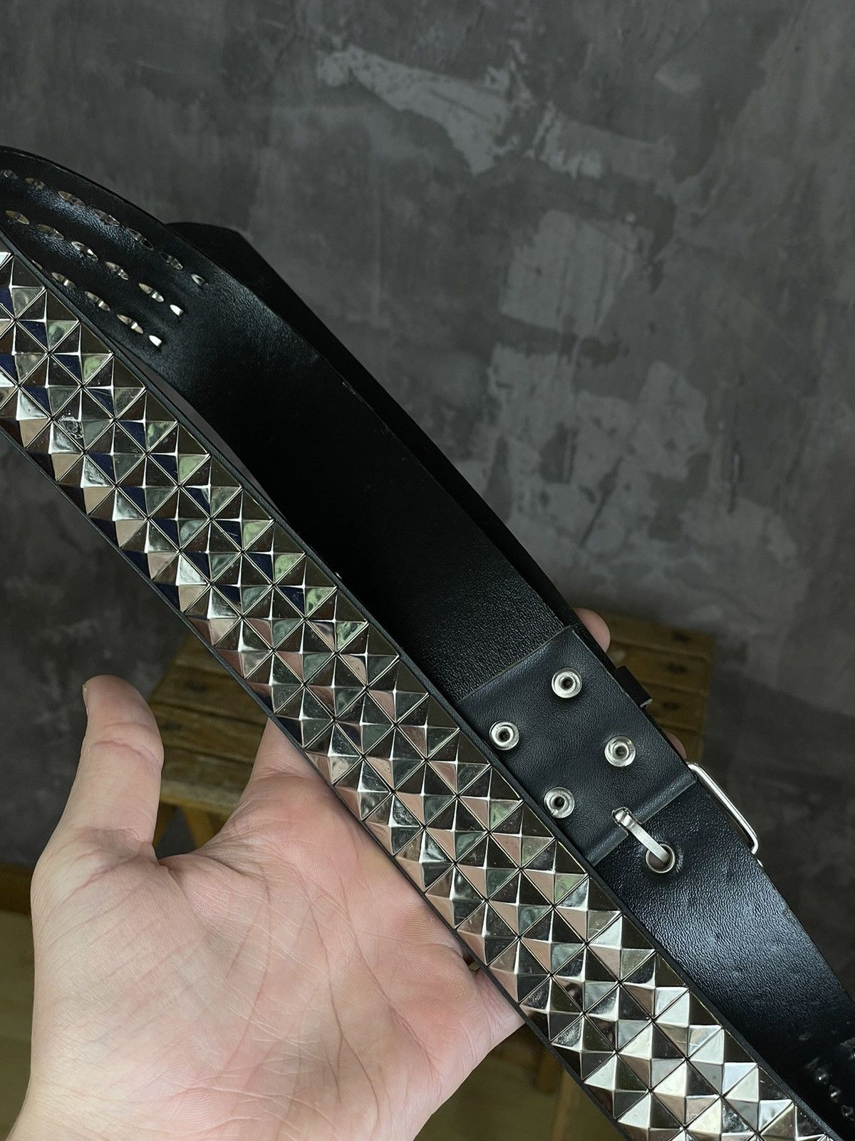 Japanese Brand × Vintage Y2k Vintage Pyramid Studded Belt (Cowboy Metal Logo ) Size ONE SIZE - 8 Thumbnail