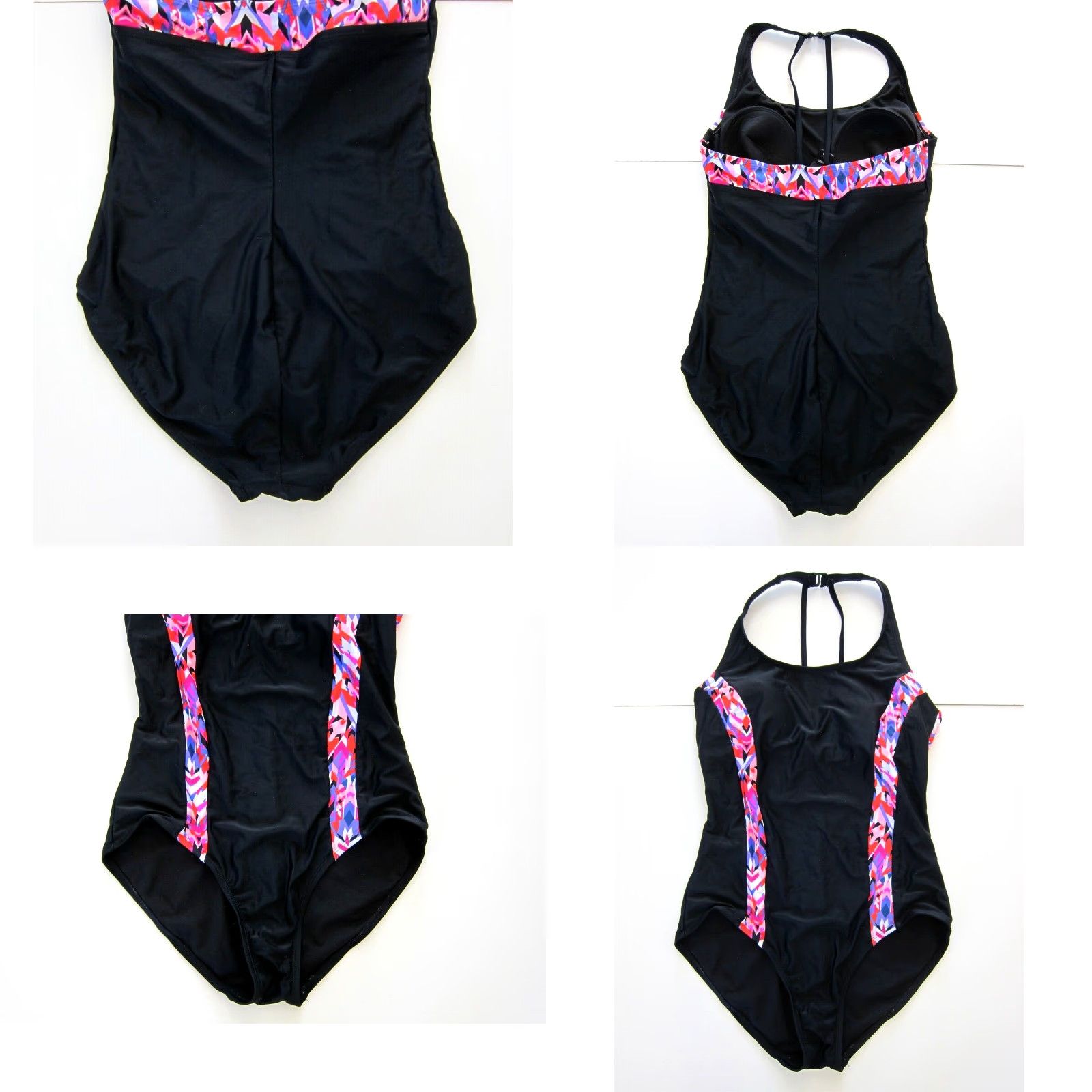 Catalina Catalina One Piece Racerback Built In Bra Women Swimsuit L Black 12-14 Floral Pattern Elegant Colorful 90s? Size ONE SIZE - 8 Thumbnail