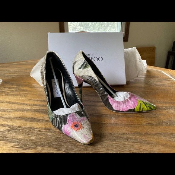 Jimmy Choo o1mj1ld1sgn1024 Wrapped Floral-Print Satin Pumps Multicolor Size US 9 / IT 39 - 3 Thumbnail