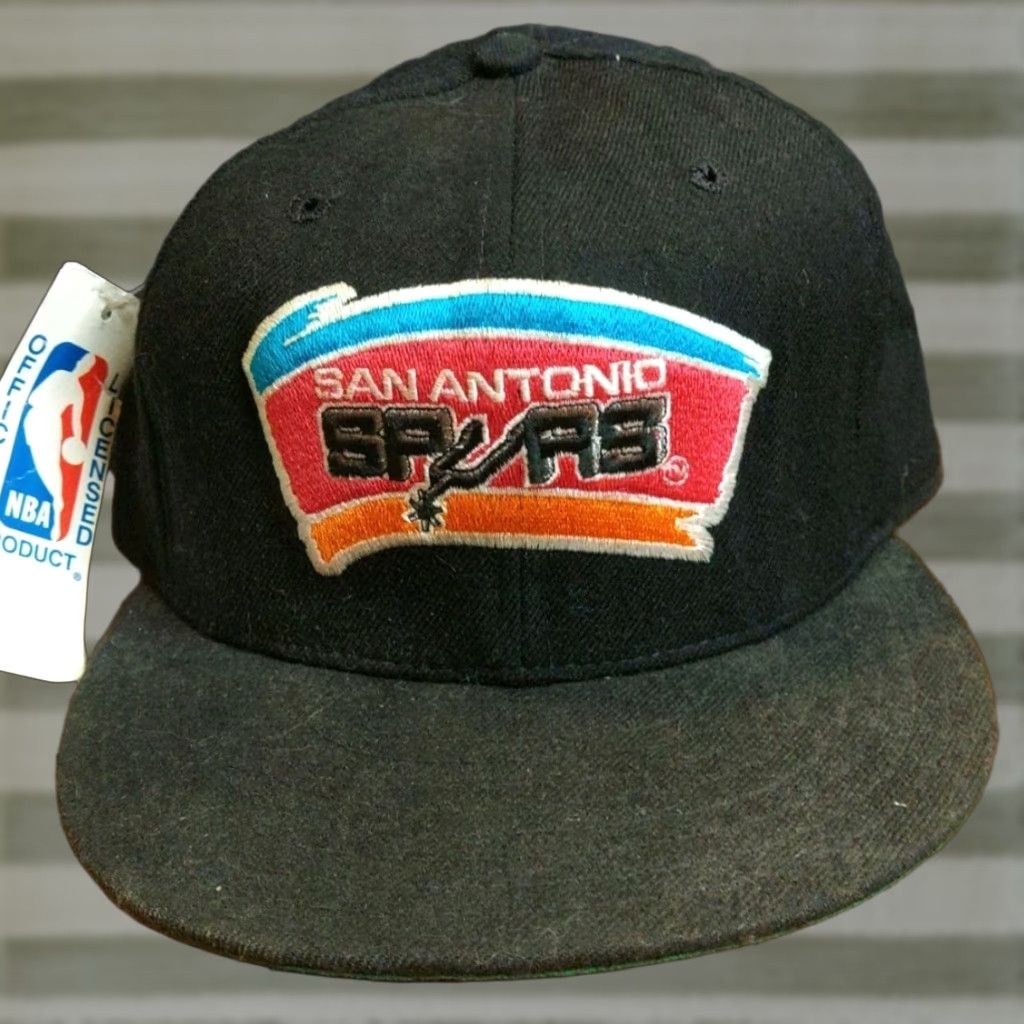 New Era Rare Vintage 90s San Antonio Spurs New Era Official NBA Hat Sz 6 7/8 NWT USA Men Wool Black Twill Baseball Cap 90s Sports Theme Mens Size ONE SIZE - 1 Thumbnail