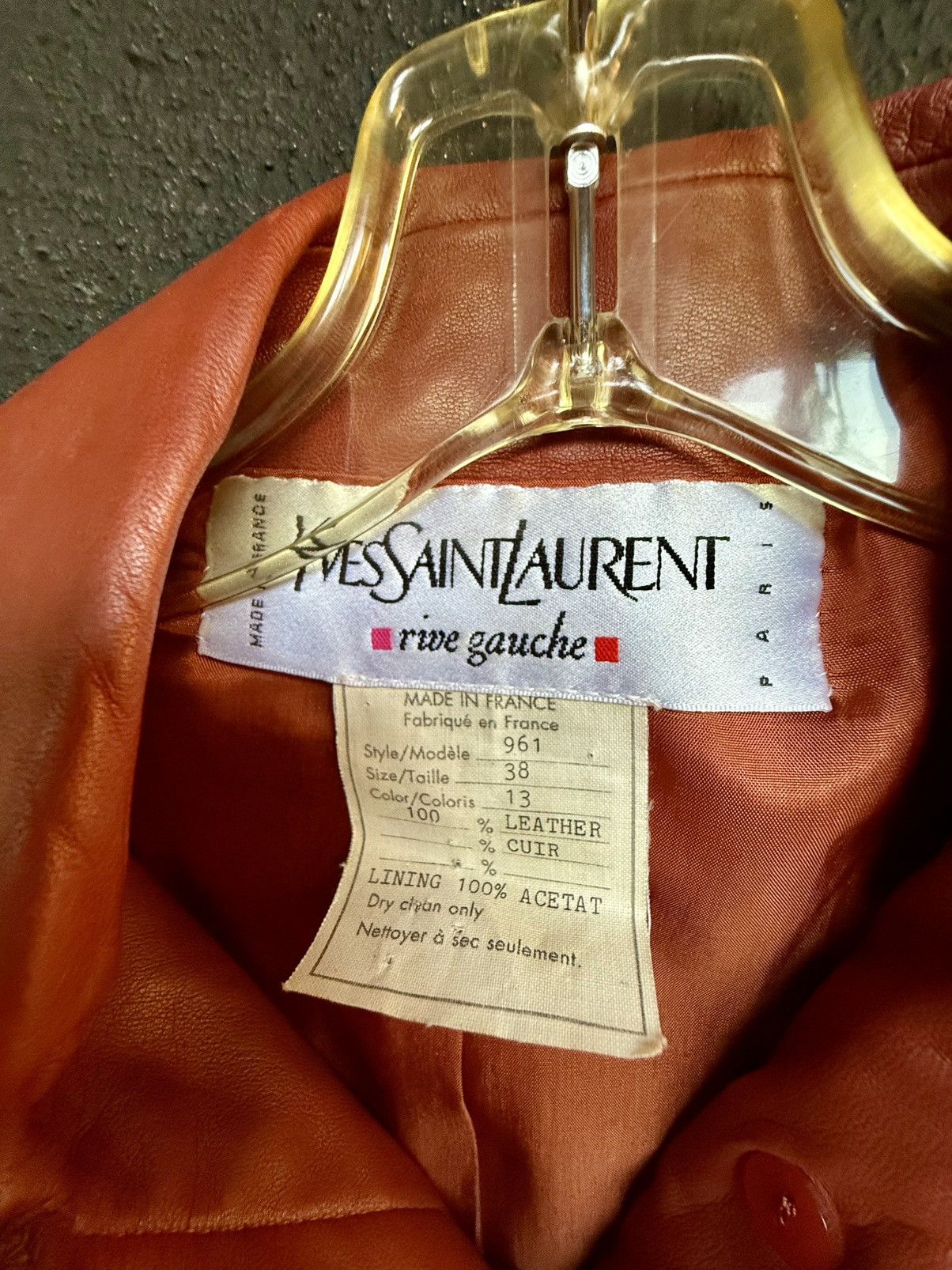 Yves Saint Laurent 70’s YSL Rive Gauche leather jacket + Wool trouser set 38 Size S / US 4 / IT 40 - 15 Thumbnail