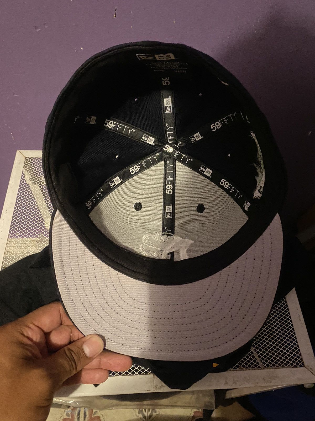 Sinclair Global Kill Complacency NY Skull Fitted Hat GRAY BRIM ( SZ 7 ! ) Size ONE SIZE - 5 Thumbnail