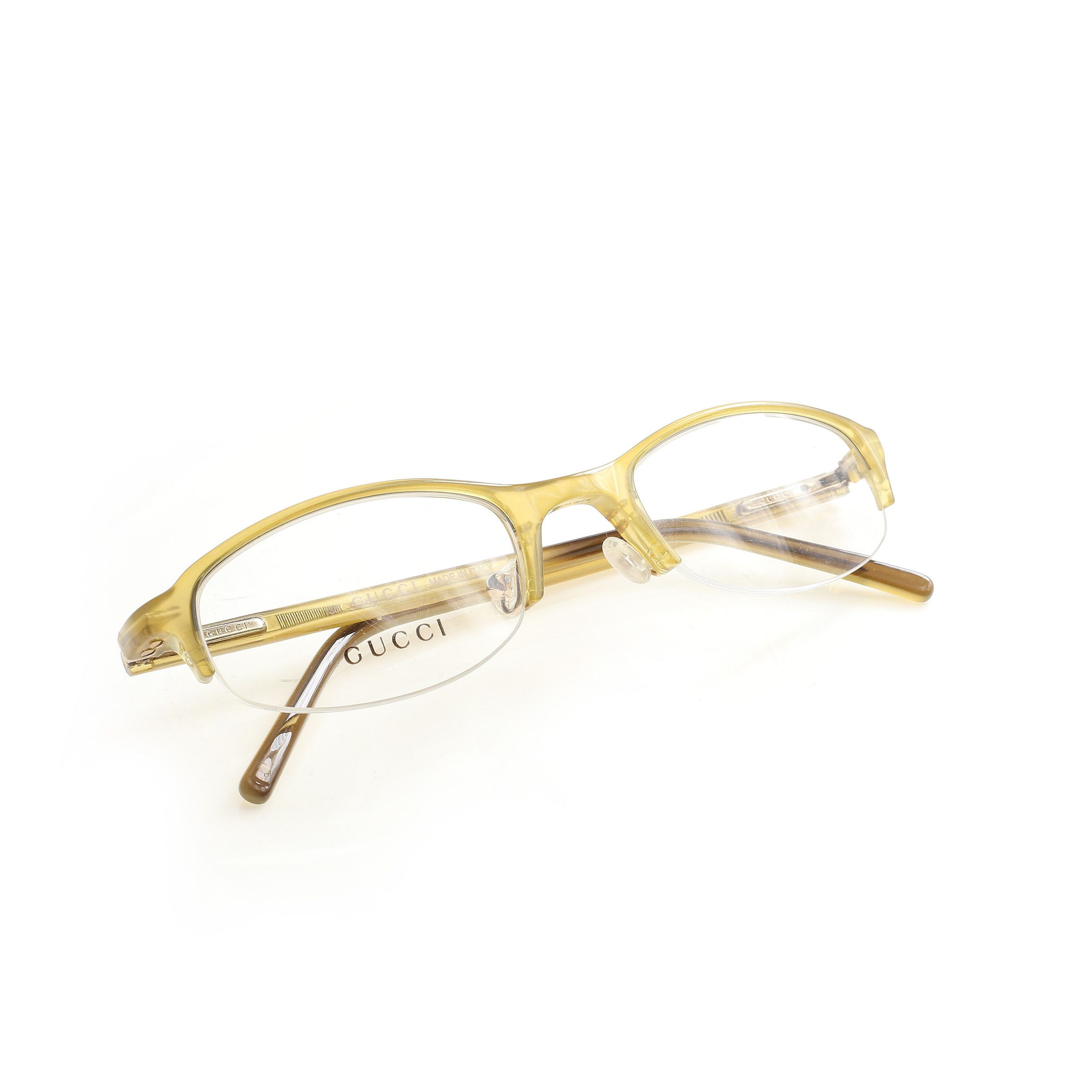 image of Archival Clothing x Gucci '00S Half Rim Gold Plastic Glasses, Men's