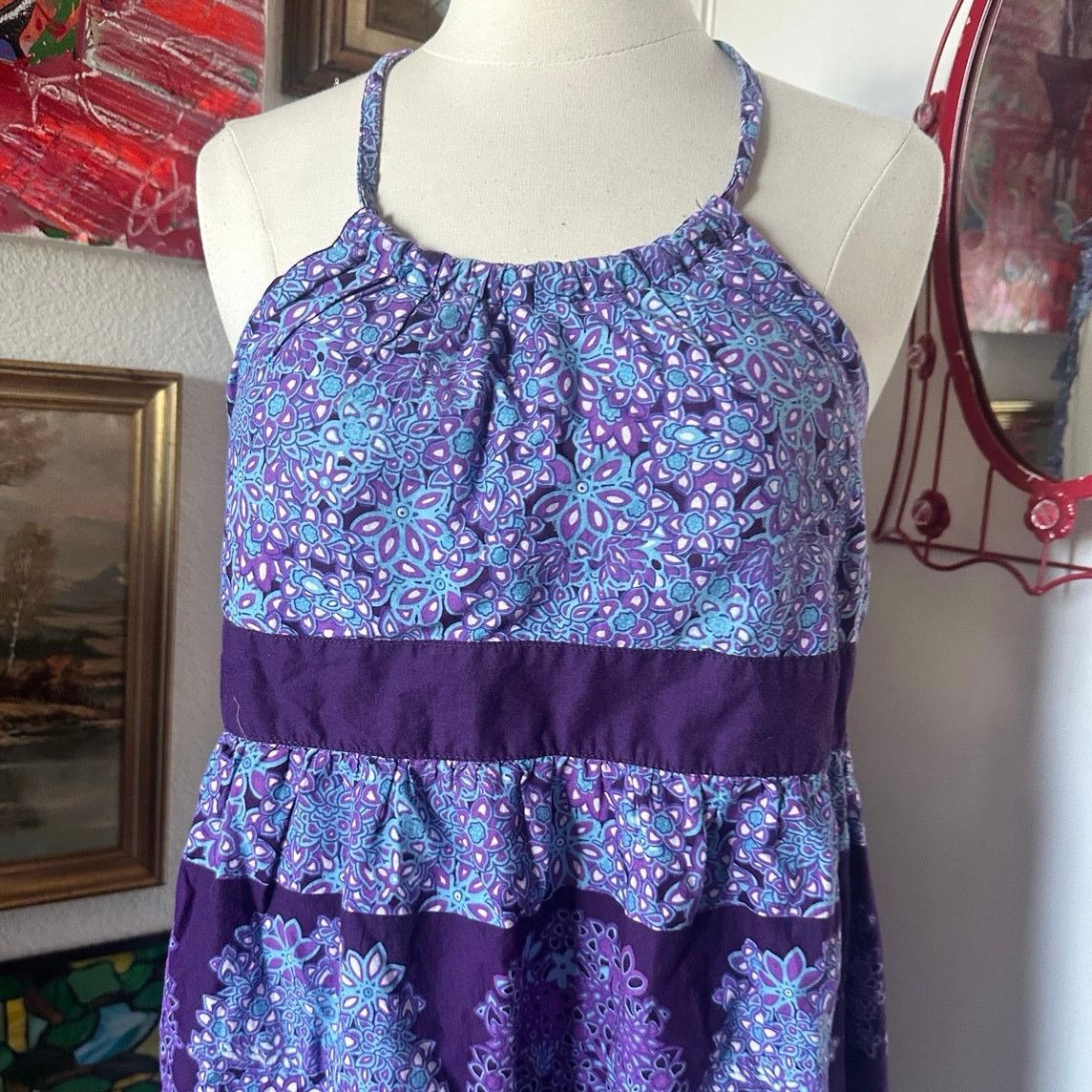 Other no boundaries purple blue floral bohemian mini dress Size L / US 10 / IT 46 - 2 Thumbnail