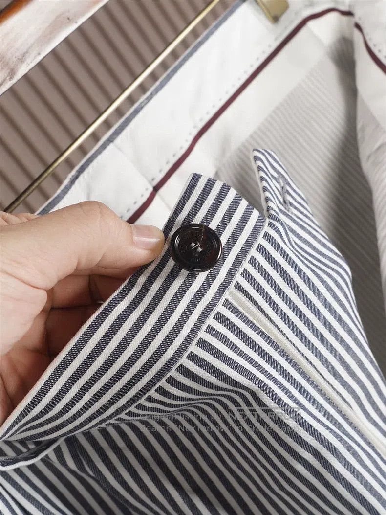 Brunello Cucinelli Brunello Cucinelli Men's Blue and White Striped Casual Pan Size US 44 / EU 60 - 6 Thumbnail