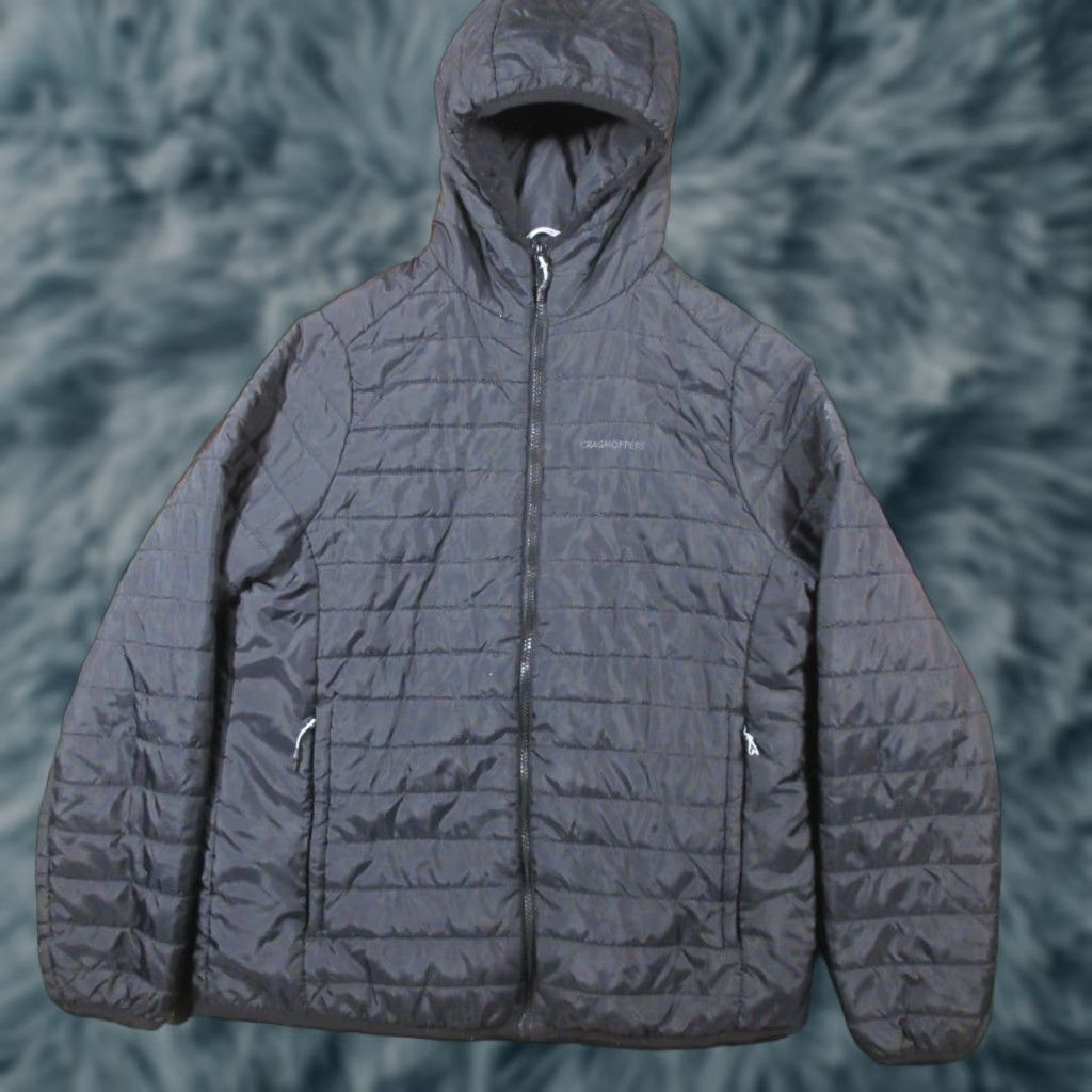 Vintage Craghoppers Compresslite Puffer Jacket Womens Large Black Hooded Packable Mid-Length Zip Full Zip Casual Travel Size L / US 10 / IT 46 - 1 Thumbnail