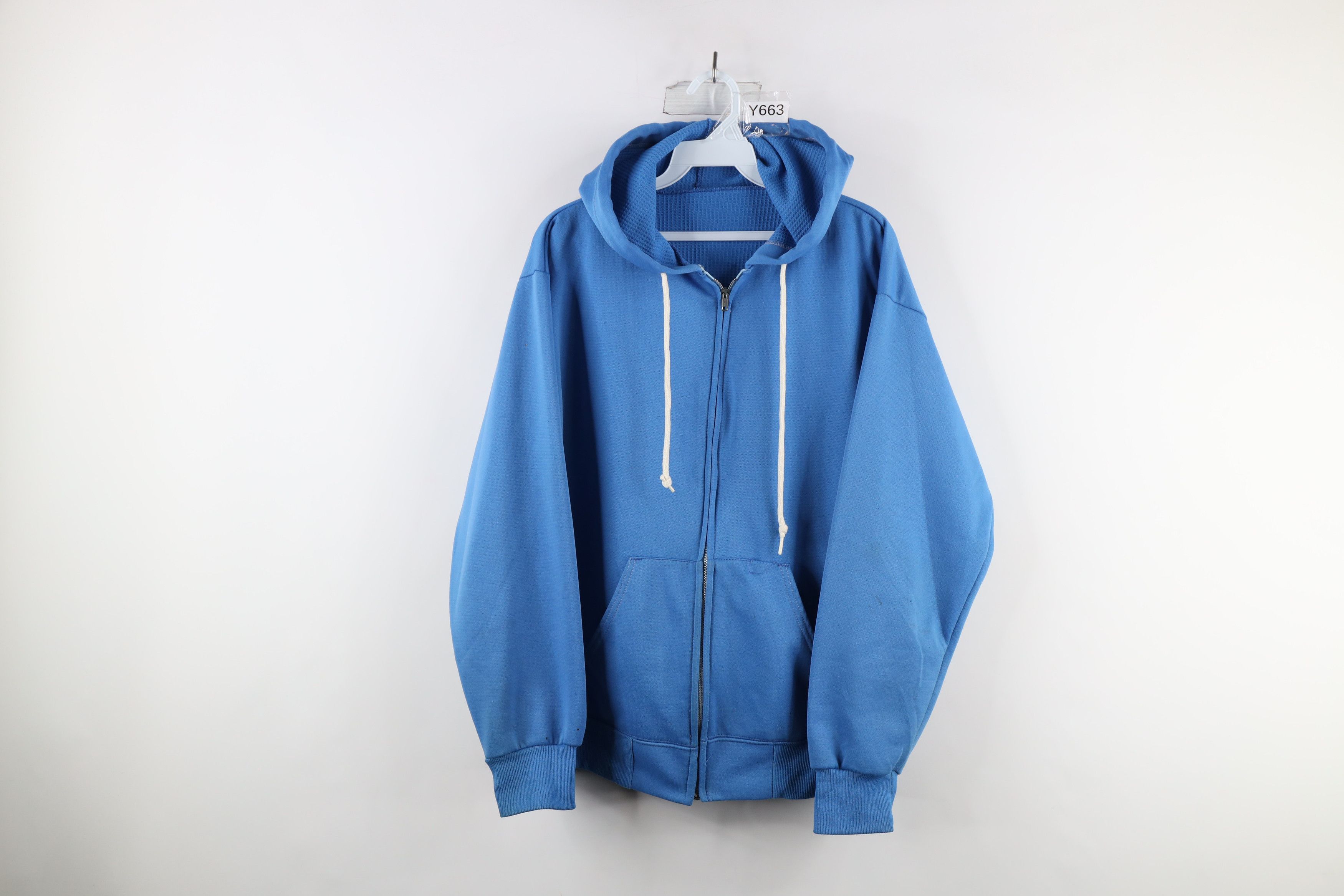 Vintage Vintage 70s Streetwear Thermal Waffle Knit Lined Hoodie USA Size US M / EU 48-50 / 2 - 1 Thumbnail