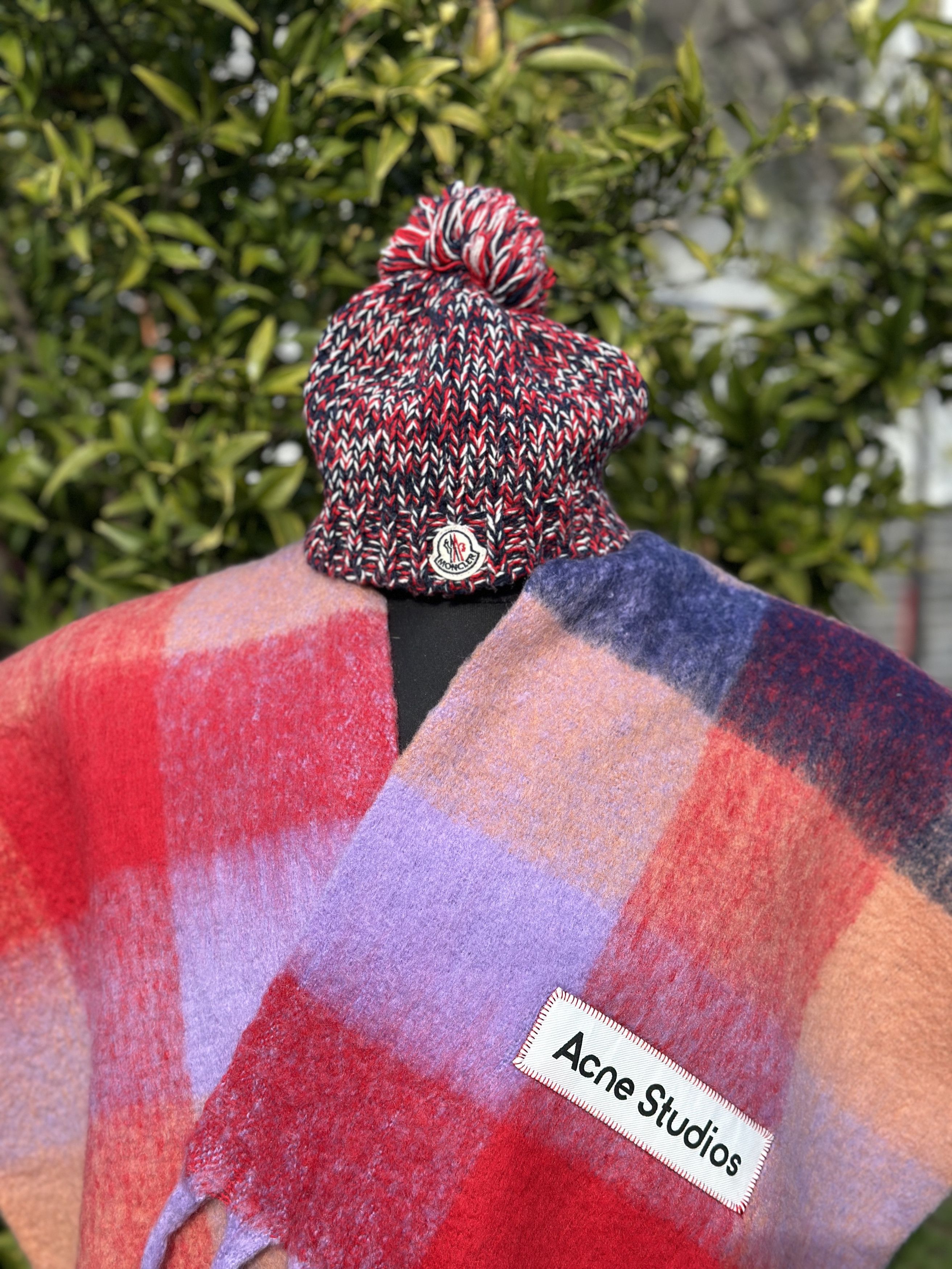 Acne Studios Acne Studios Multicolor Checked Wool Mohair Blend Scarf Red Size ONE SIZE - 6 Thumbnail
