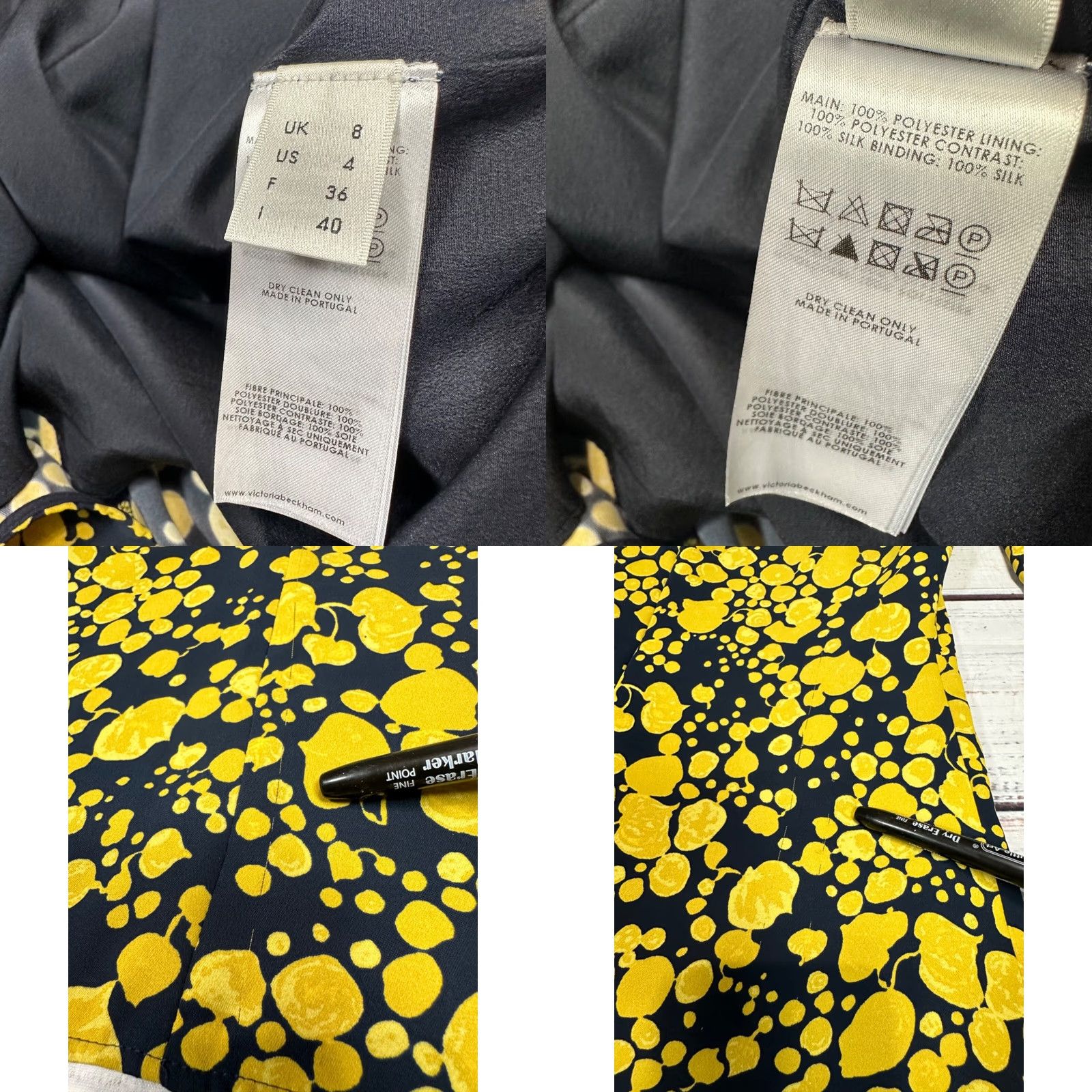 Victoria Beckham Victoria Beckham Mini Dress 3/4 Sleeve Faux Wrap Sz 4 Yellow Blue Crepe Dress Women Size S / US 4 / IT 40 - 8 Thumbnail