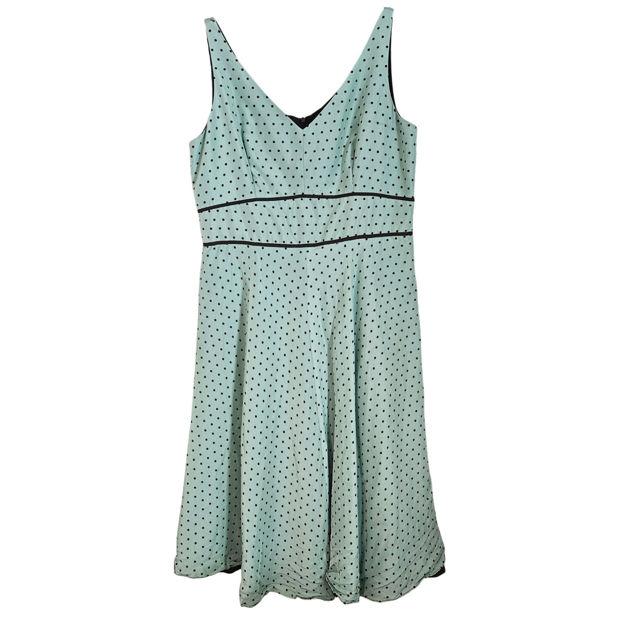 Donna Morgan Donna Morgan 100% Silk Polka Dot Fit & Flare Dress Mint Picn Size XL / US 12-14 / IT 48-50 - 2 Thumbnail