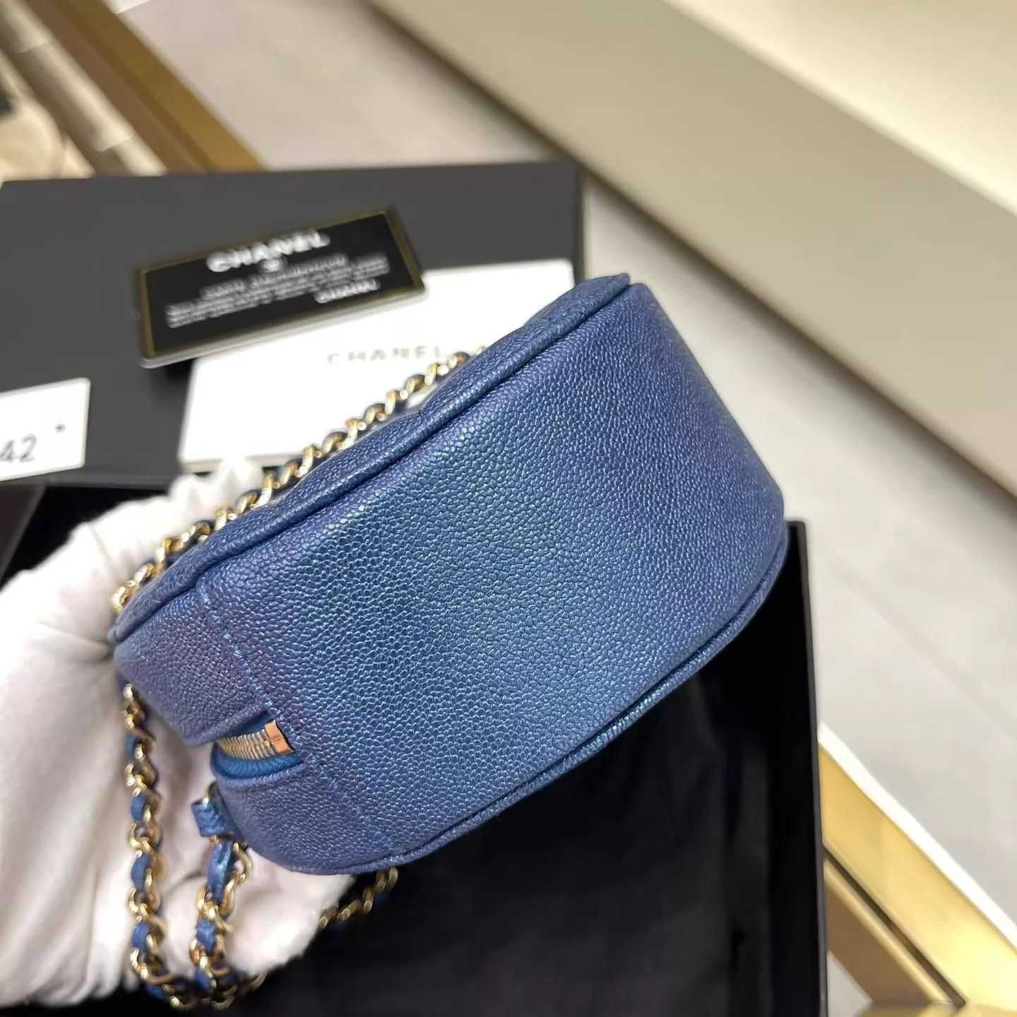 Chanel Chanel 19 Bag Blue Gold Caviar Chain 12x12x5cm Like New Size ONE SIZE - 7 Thumbnail