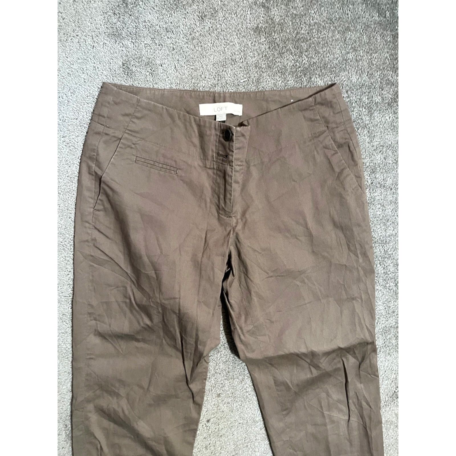 Ann Taylor Ann Taylor LOFT Marisa Womens Capri Pant Brown Flat Front Stretch Size 2P Petite Cotton Blend Size 26" / US 2 / IT 38 - 2 Thumbnail
