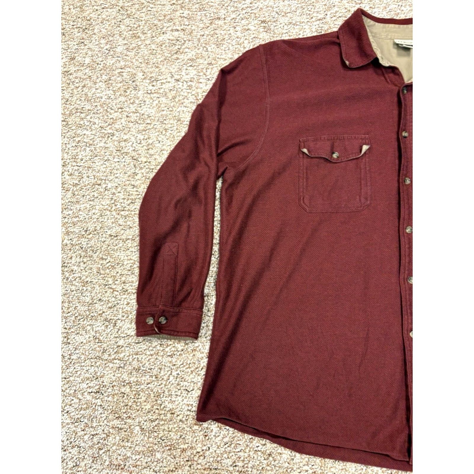 Vintage VINTAGE LL Bean Shirt Mens XL Reg Burgundy Red Herringbone Cotton Button Up Flannel Size US XL / EU 56 / 4 - 2 Thumbnail