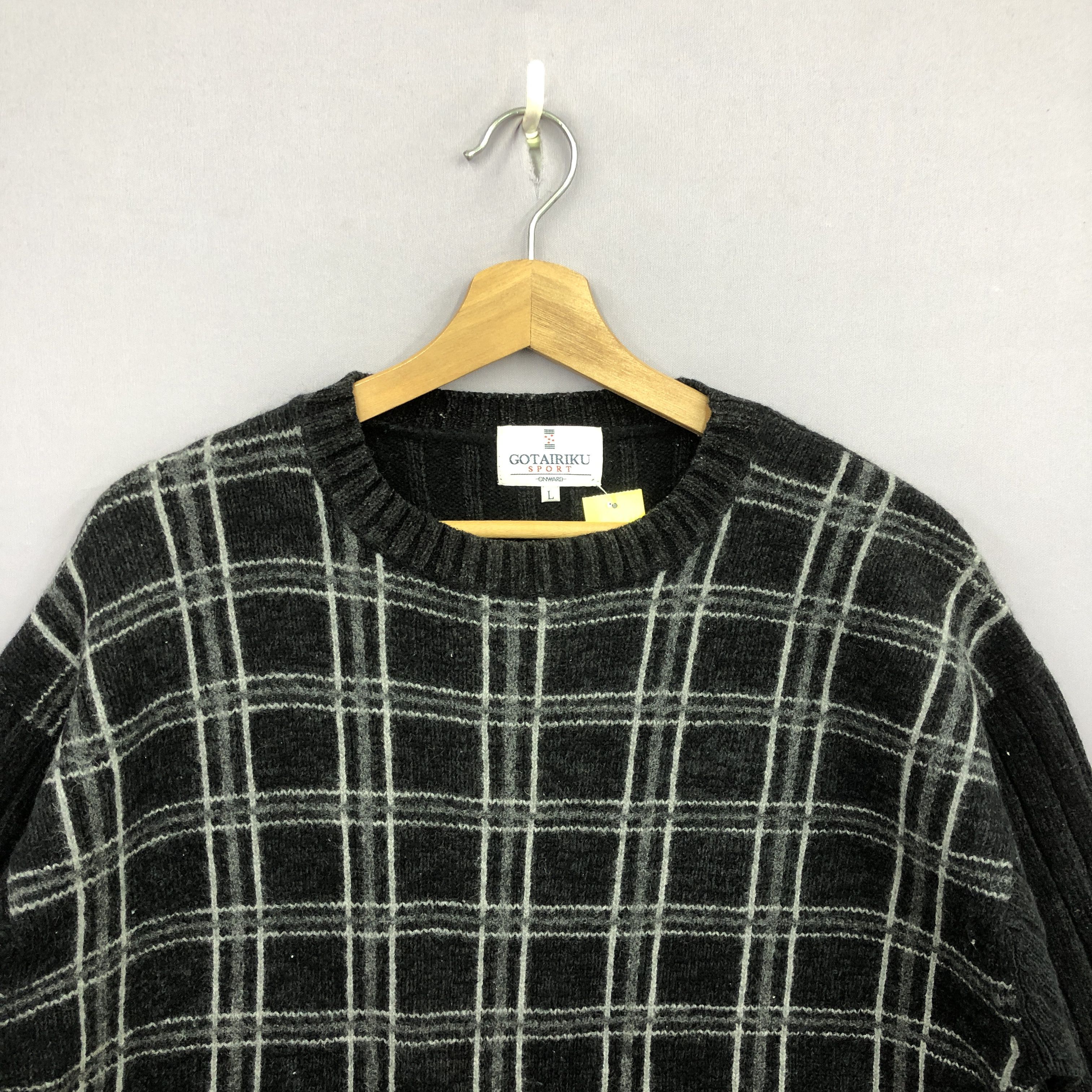 Japanese Brand Vintage Checkered Pattern Knit Sweater Japanese Sweatshirt Size US L / EU 52-54 / 3 - 2 Thumbnail