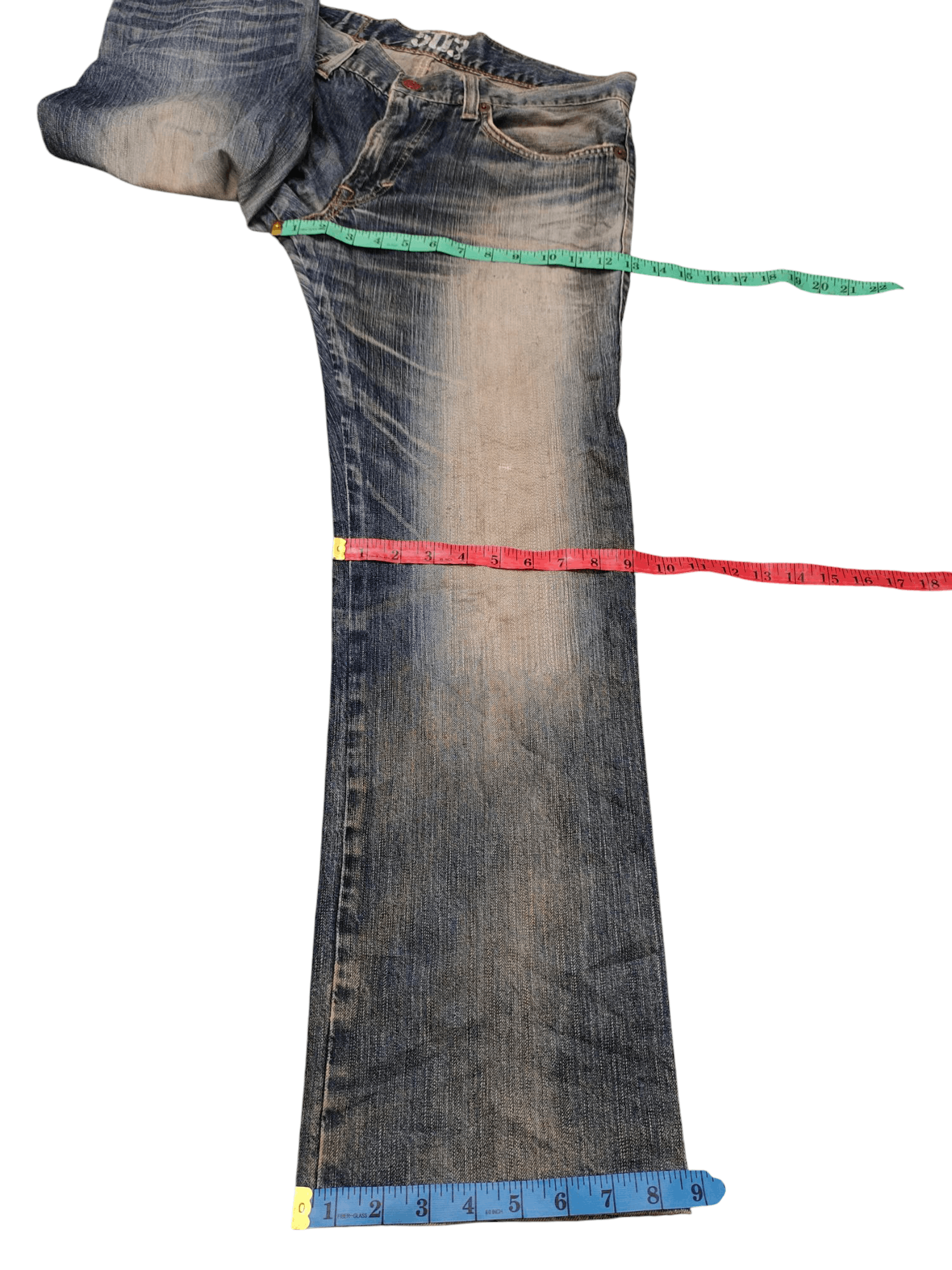 Number (N)ine × Undercover Vintage Edwin 503 Japan Clawmark Distress Faded Denim Jeans Size US 34 / EU 50 - 17 Thumbnail