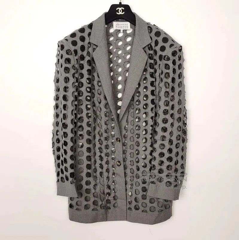 Maison Margiela Maison Margiela Gray Wool Cardigan with Cutouts . Size M / US 6-8 / IT 42-44 - 1 Thumbnail