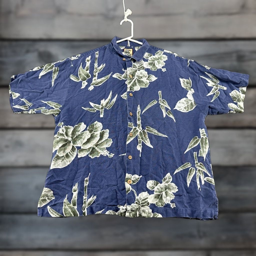 Tommy Bahama VINTAGE Tommy Bahama Shirt Mens L Blue Green Button Up Hawaiian Silk Hibiscus Floral Shirt Size US L / EU 52-54 / 3 - 1 Thumbnail
