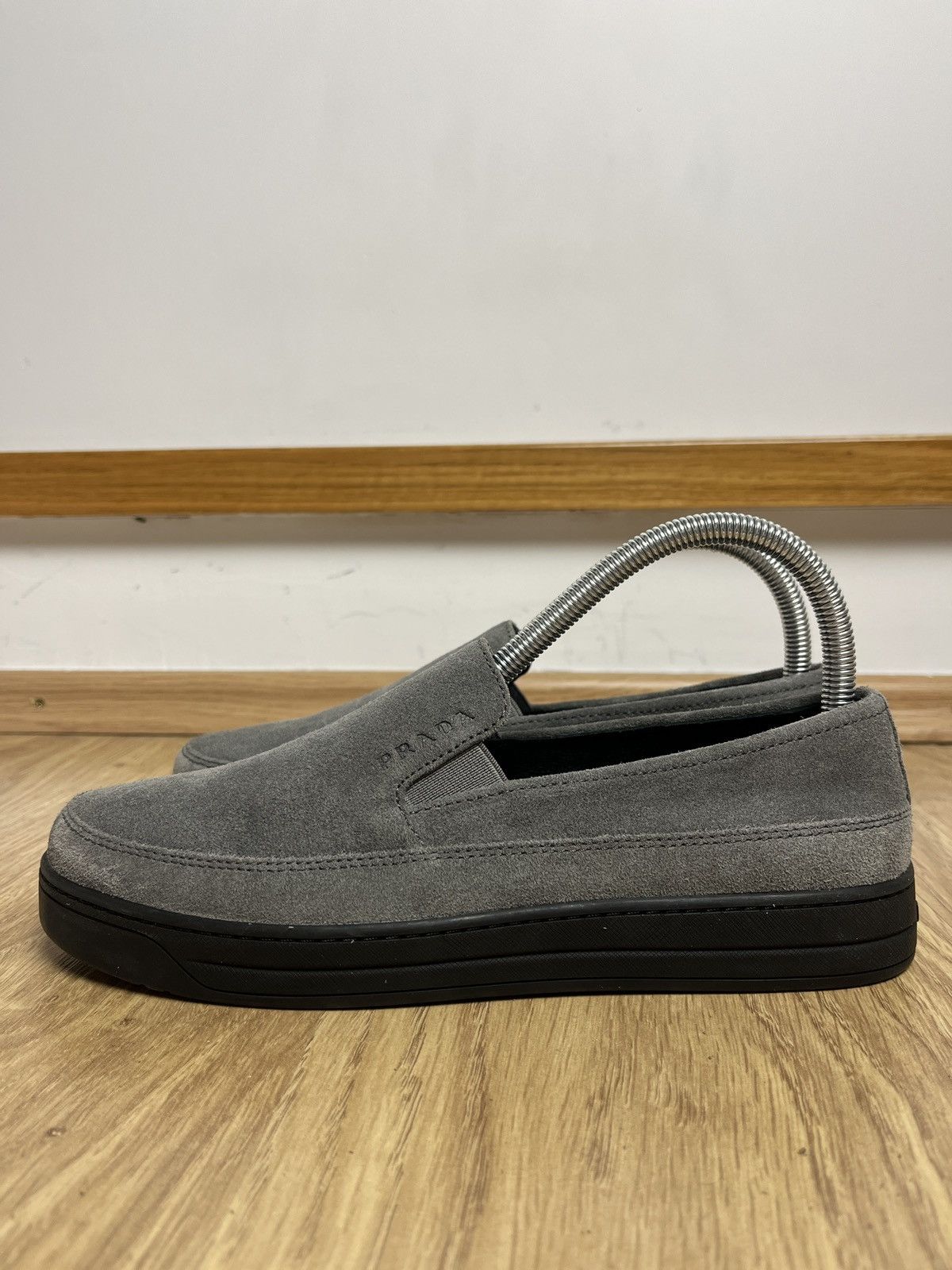 Prada Prada Women's Gray Slip On Loafers Shoes Luxury Size US 8.5 / IT 38.5 - 3 Thumbnail