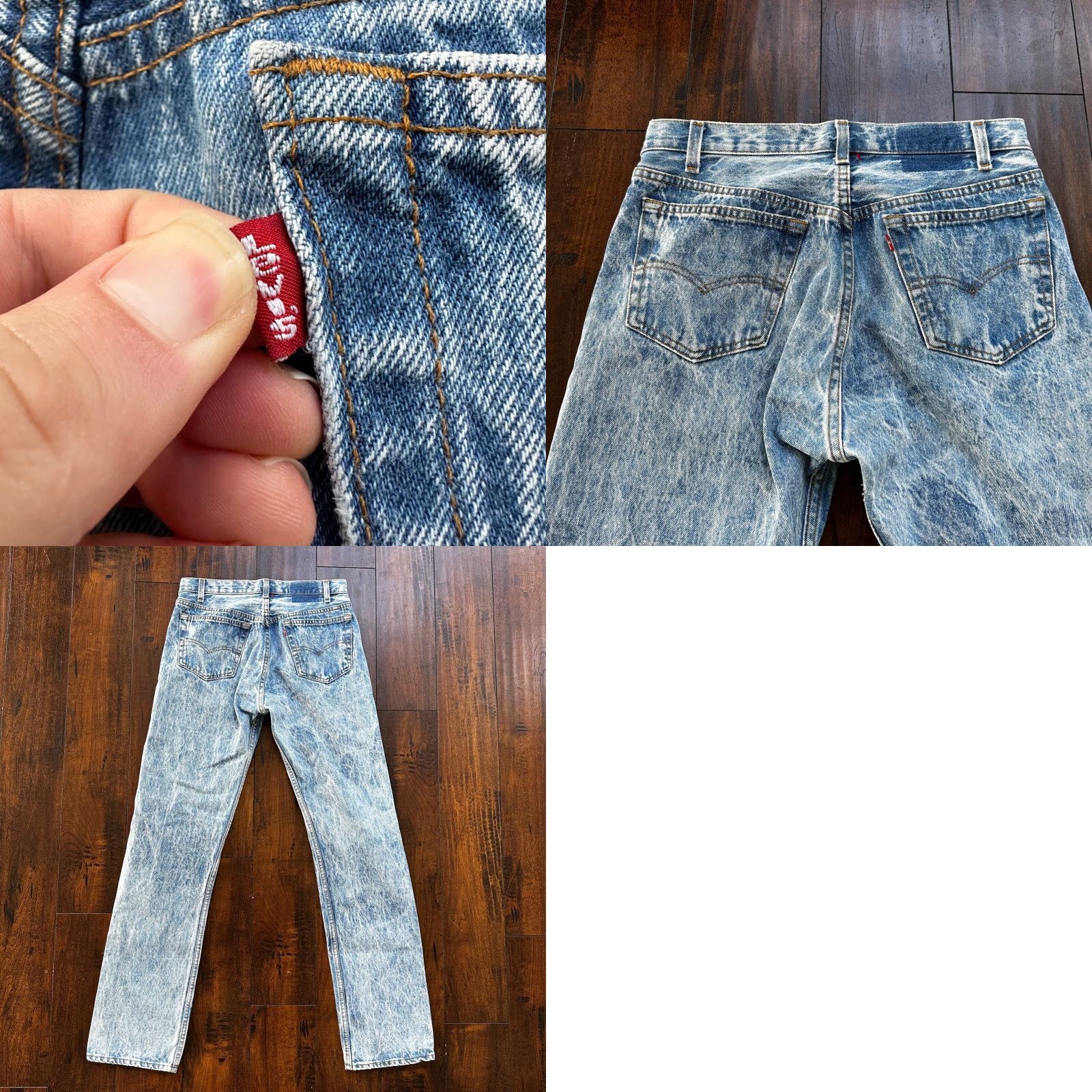 Levi's VTG 90s Levis 501 Button Fly 33x34 USA Tag Jeans Acid Wash 80s Act 30x33 Size US 33 - 9 Thumbnail