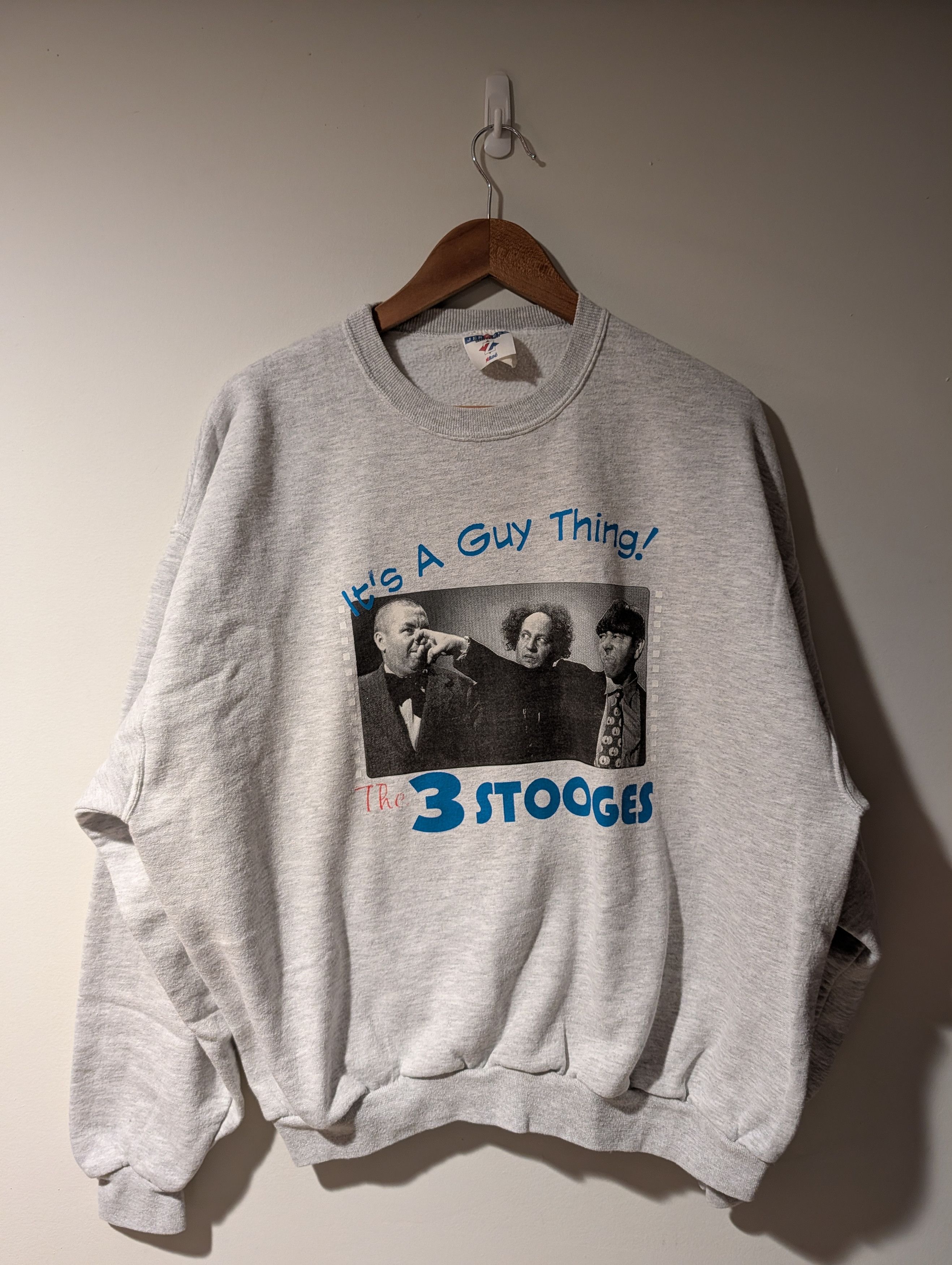 Jerzees Vintage 90s Three Stooges It's A Guy Thing Comedy Sweatshirt Size US XL / EU 56 / 4 - 1 Thumbnail