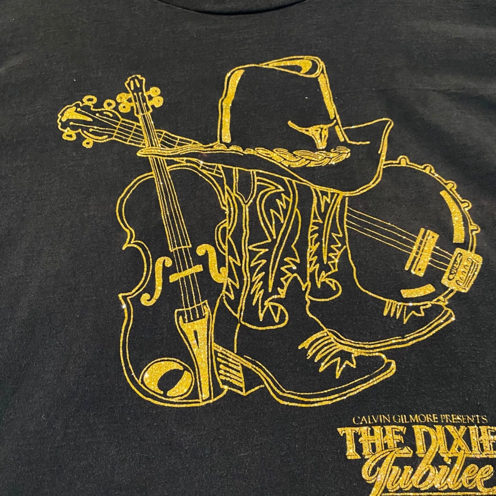 Vintage VINTAGE Dixie Jubilee Shirt Mens XL Black Gold Sparkle Diamond Dust Myrtle Beach 90s Beach Size US XL / EU 56 / 4 - 4 Thumbnail
