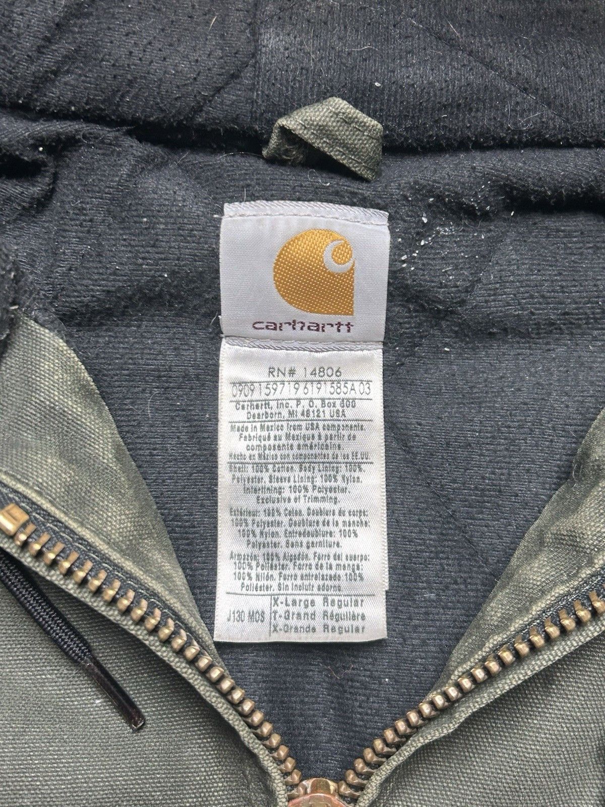 Vintage Vtg Carhartt hooded work jacket J130 MOS moss green faded XL Size US XL / EU 56 / 4 - 4 Thumbnail