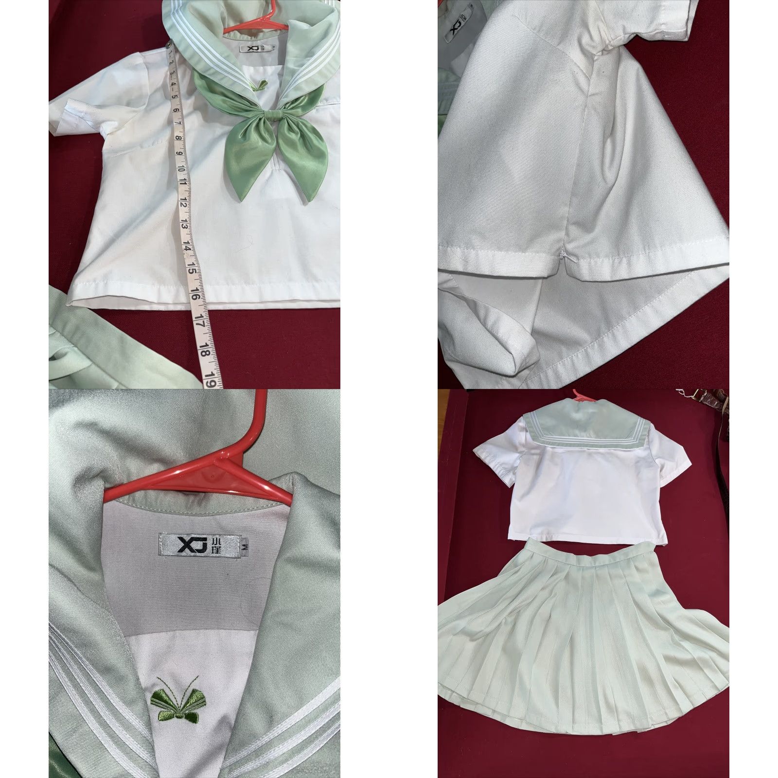 Vintage GREEN Anime UNIFORM pleated SKIRT WHITE SAILOR shirt OUTFIT Cosplay Japanese MED Size M / US 6-8 / IT 42-44 - 8 Thumbnail