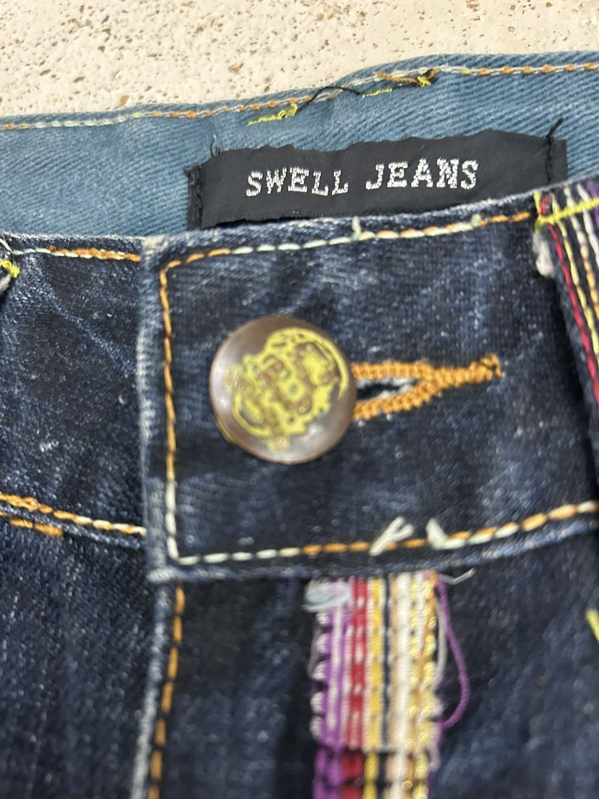 If Six Was Nine Super Flare Swell N Denim Japan Mud Washed Whisker Low Rise Size US 31 - 23 Thumbnail