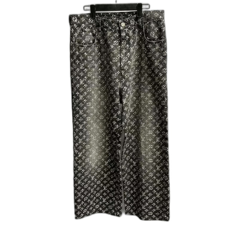 Louis Vuitton louis vuitton black grey diamond-covered logo jeans-2507 Size US 31 - 1 Thumbnail