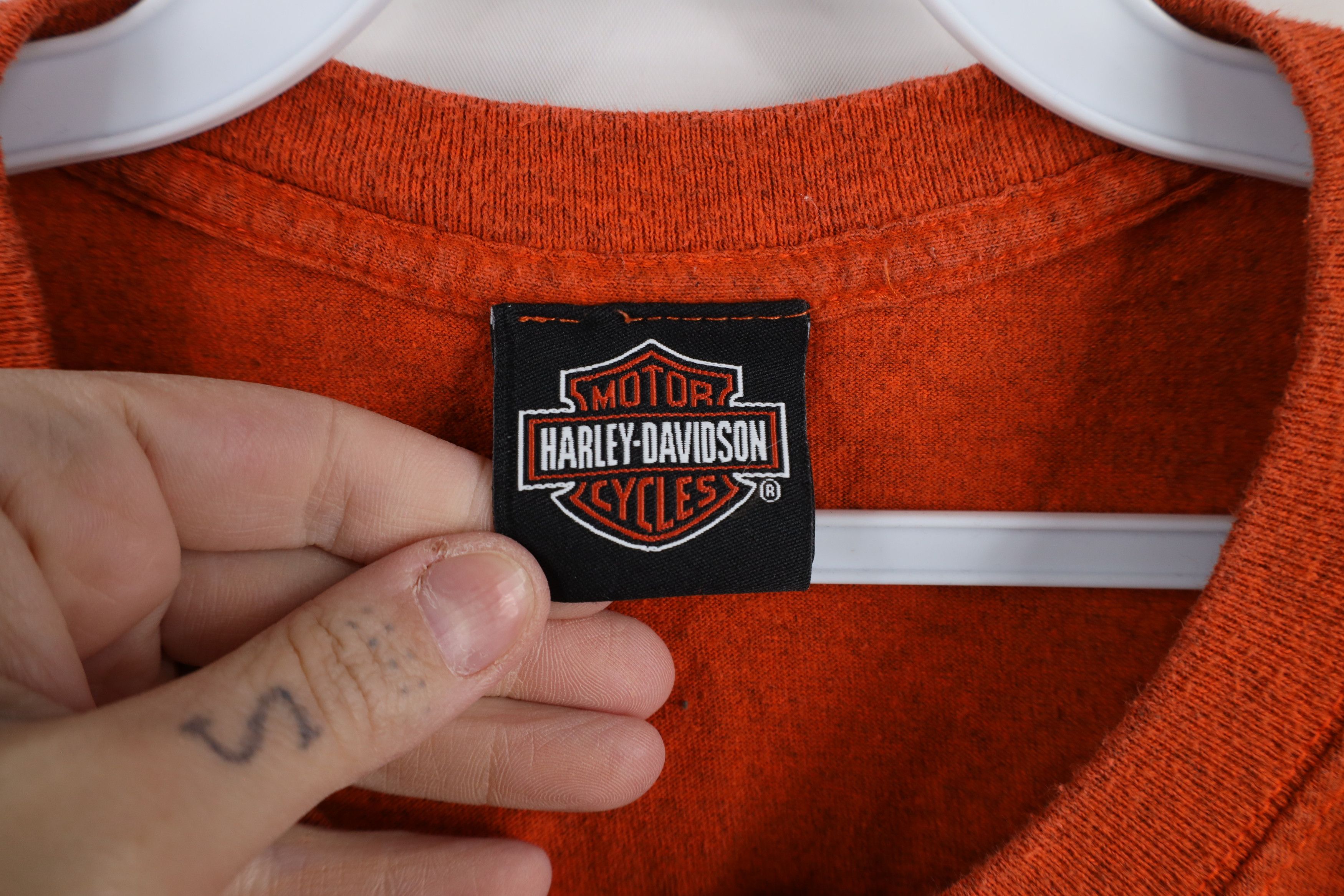 Harley Davidson × Vintage Vintage Y2K Harley Davidson Eagle Engine T-Shirt Orange Size US XXL / EU 58 / 5 - 6 Thumbnail