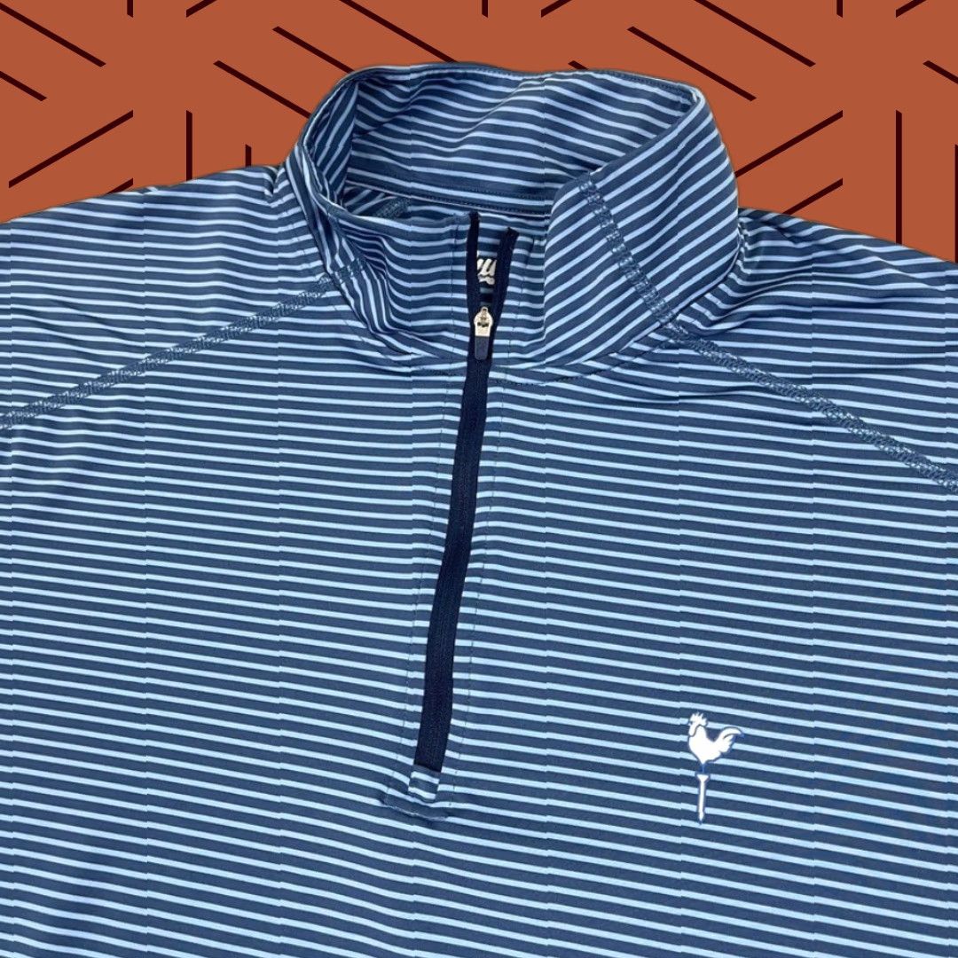 Vintage Mugsy Pullover Mens L Blue Striped Active Quarter Zip Performance Stretch Golf Size US L / EU 52-54 / 3 - 1 Thumbnail