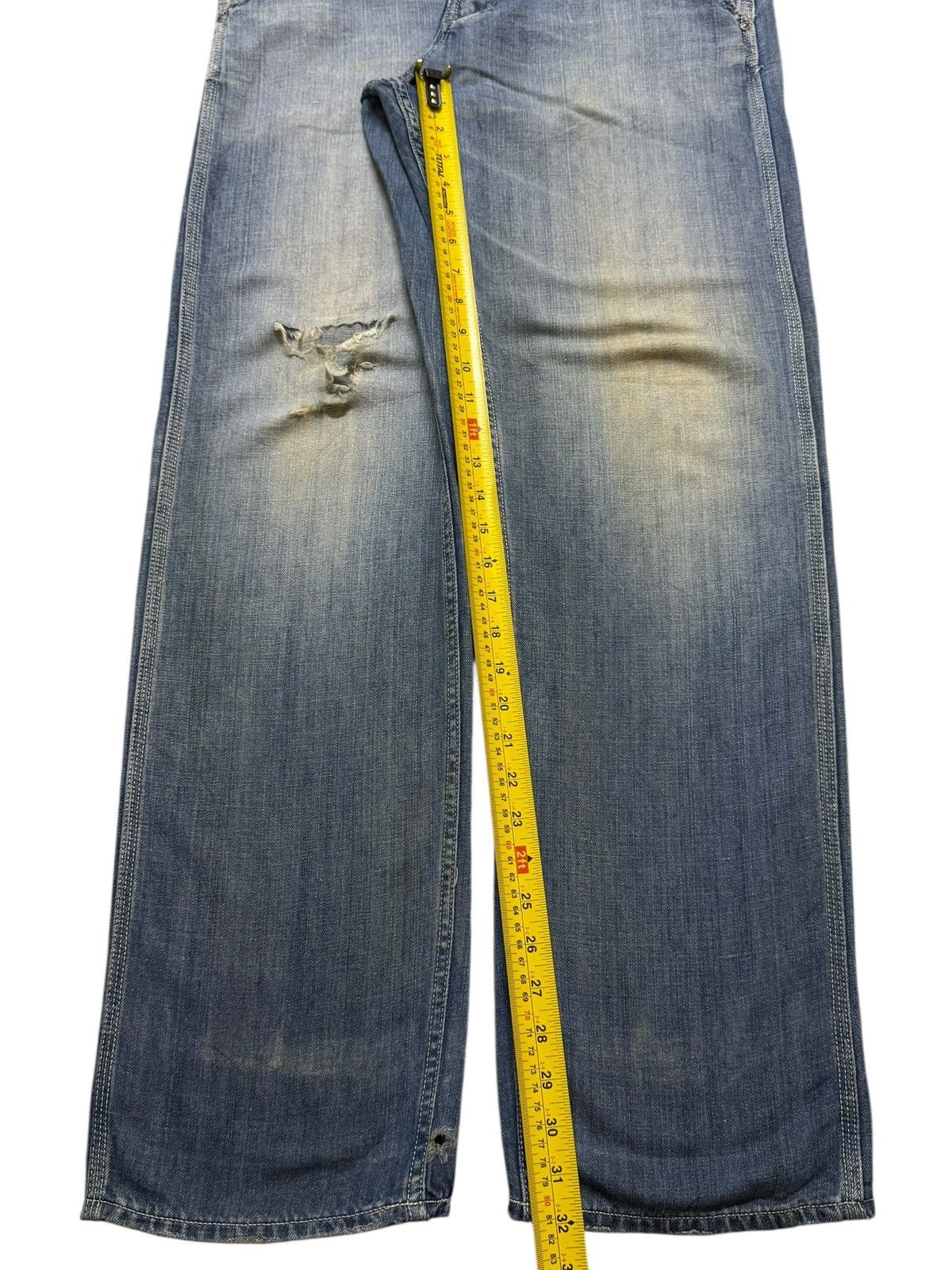 JNCO Y2K Japanese Brand Blue Faded Wash Distressed Straight Leg Size US 32 / EU 48 - 9 Thumbnail
