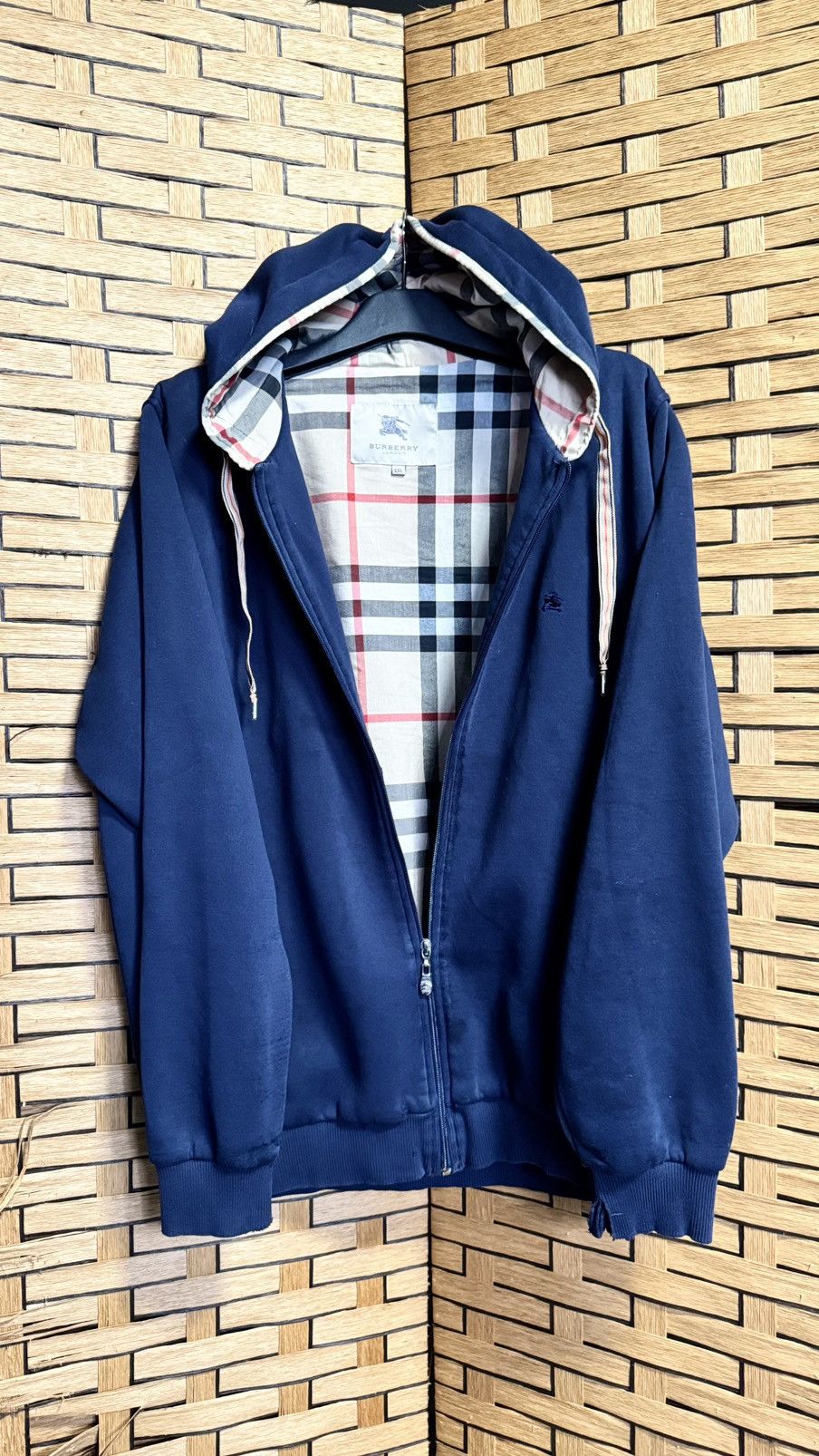 Burberry × Vintage Vintage Distressed Burberrys Zipper Hoodie Size US XL / EU 56 / 4 - 2 Thumbnail