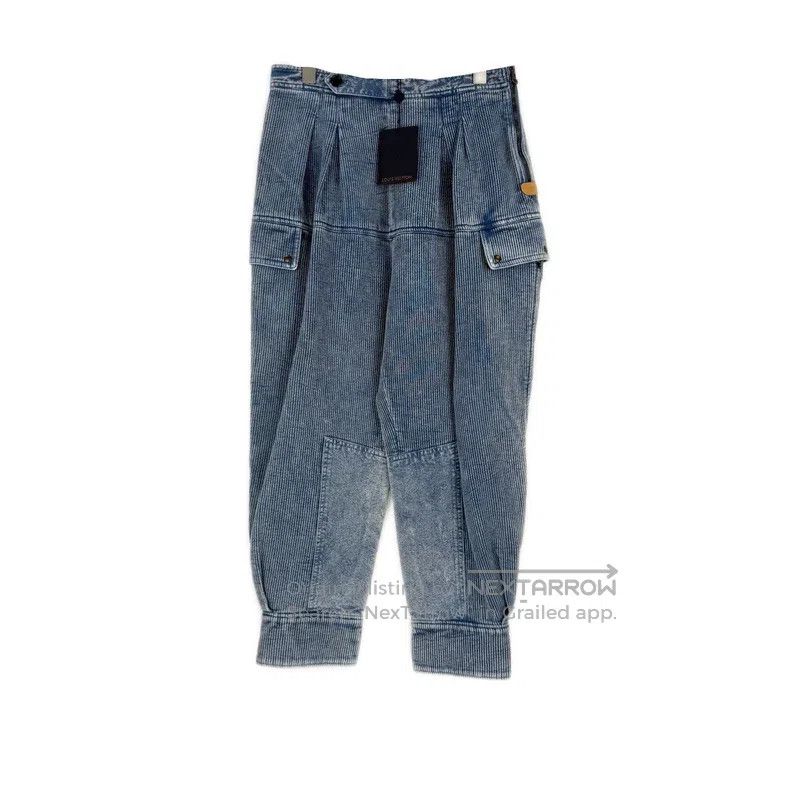 Louis Vuitton Louis Vuitton Blue Corduroy Leather Label Trousers Size US 40 / EU 56 - 1 Thumbnail