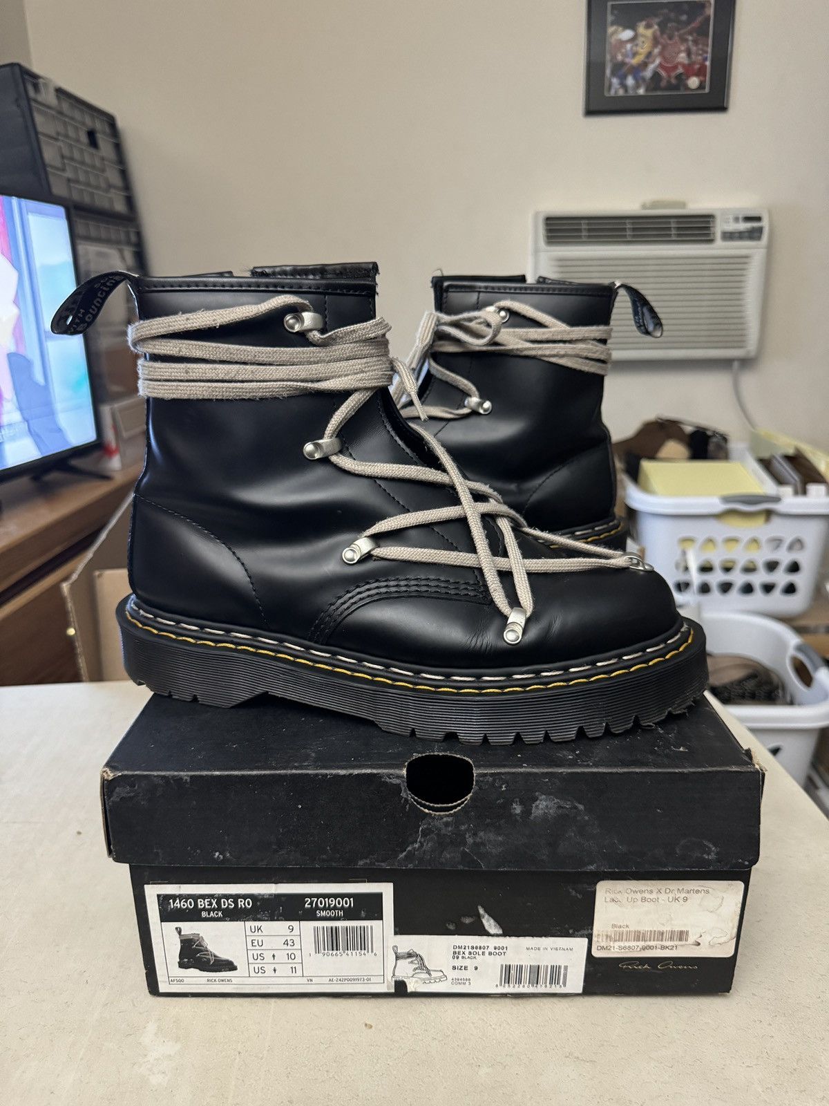 Rick owensブラックレザー ハイカットワークブーツ 43 Retail] Rick 