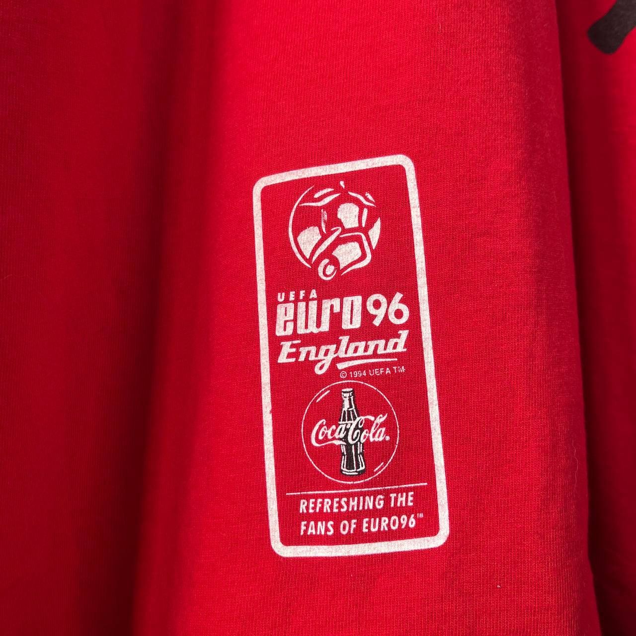 Vintage Euro 1996 England Football Soccer Coca-Cola Promo Tshirt Size US XL / EU 56 / 4 - 3 Thumbnail