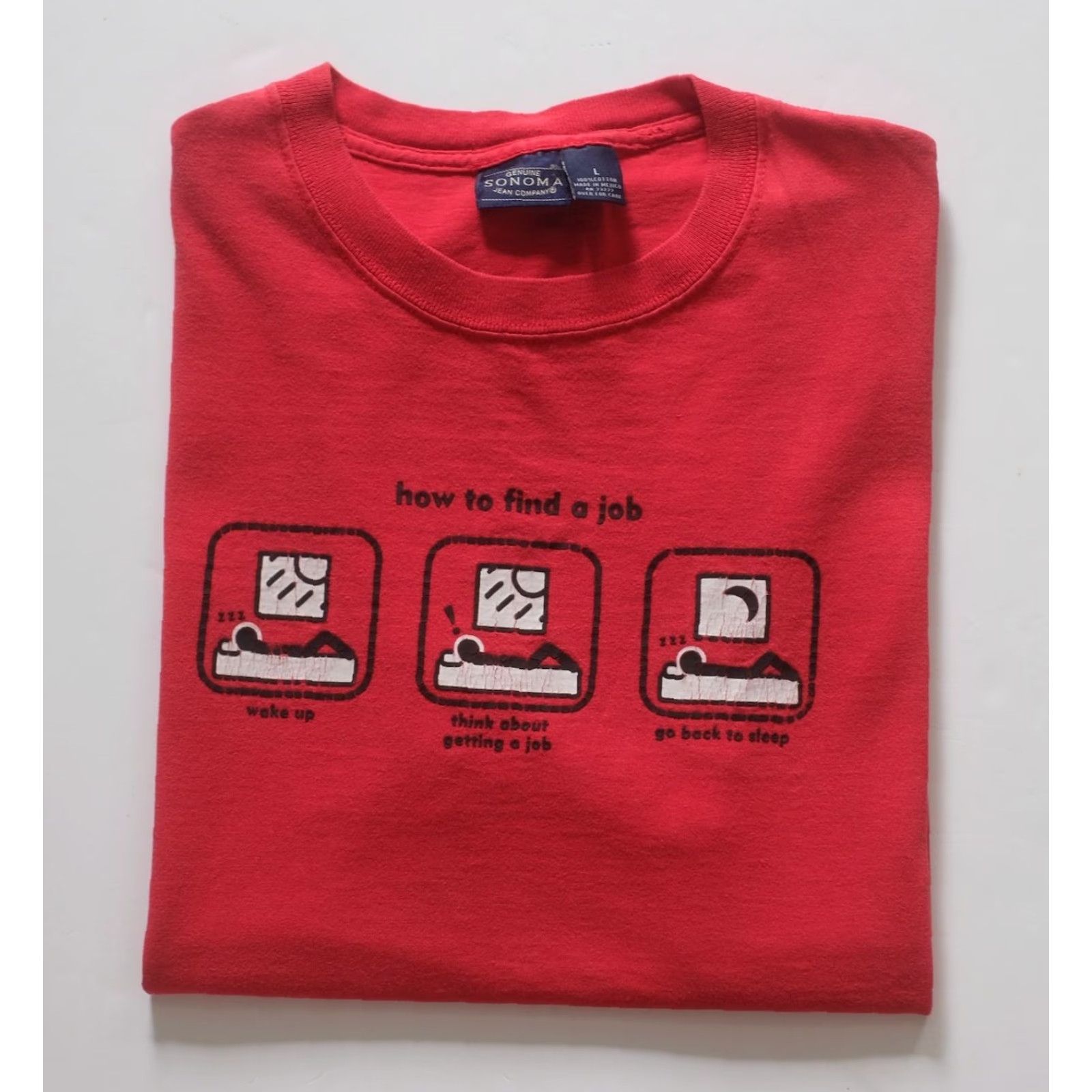 Etro VINTAGE 90s RETRO FUNNY COMEDY 100% COTTON HOW TO FIND A JOB GRAPHIC T SHIRT SZ L MEN's Red Size US L / EU 52-54 / 3 - 5 Thumbnail
