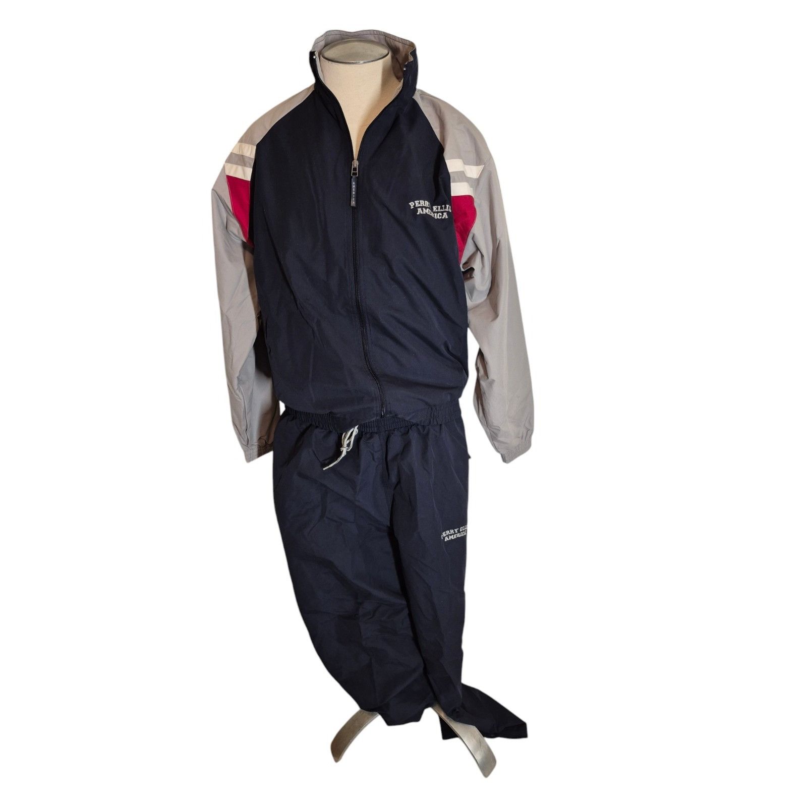 Perry Ellis Perry Ellis Vintage 90s Mens Track Suit Jacket Warm-ups Navy Size US 36 / EU 52 - 1 Thumbnail