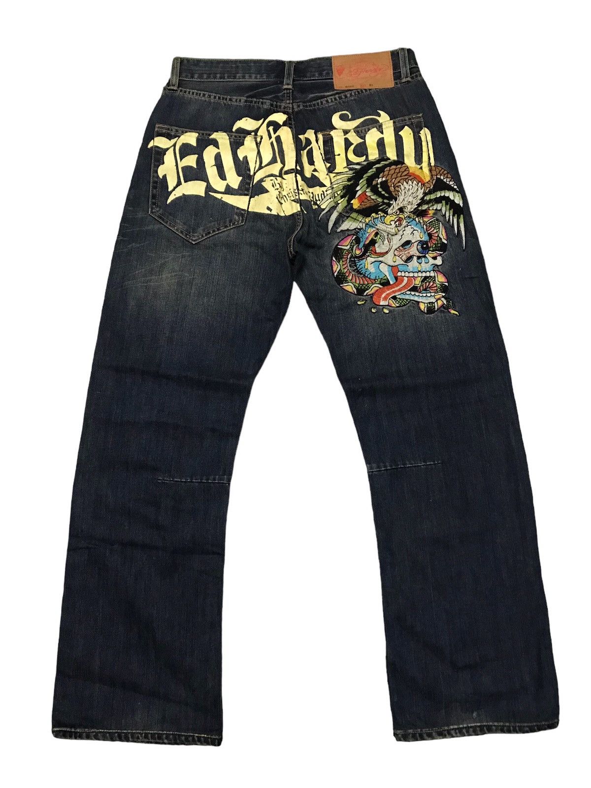 Vtg Y2K Ed Hardy Big Logo Eagle Snake Skull Embroidery Jeans