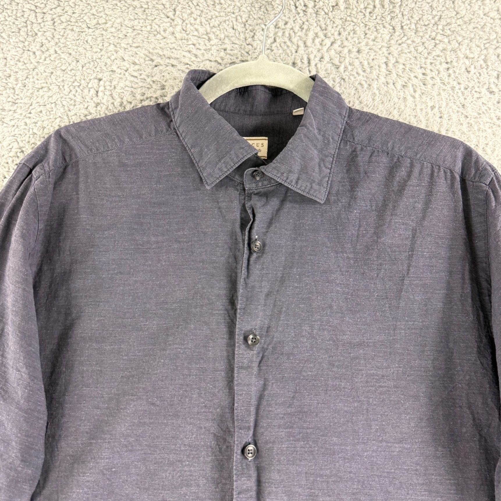 Vintage Xacus Button-Up Dress Shirt Mens Large Gray Evolution Fit Long Sleeve Business Size 42R - 2 Thumbnail